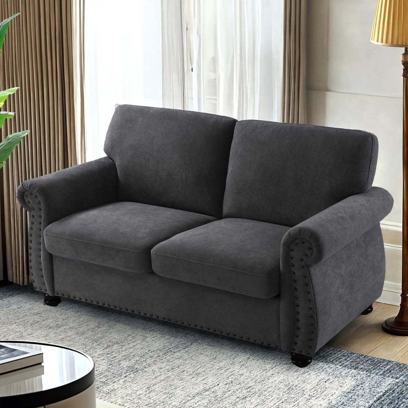 Soft Loveseat, Upholstered 2 Seater Couch, Loose Back Cushions And Turned Legs by Unique Piece Furniture