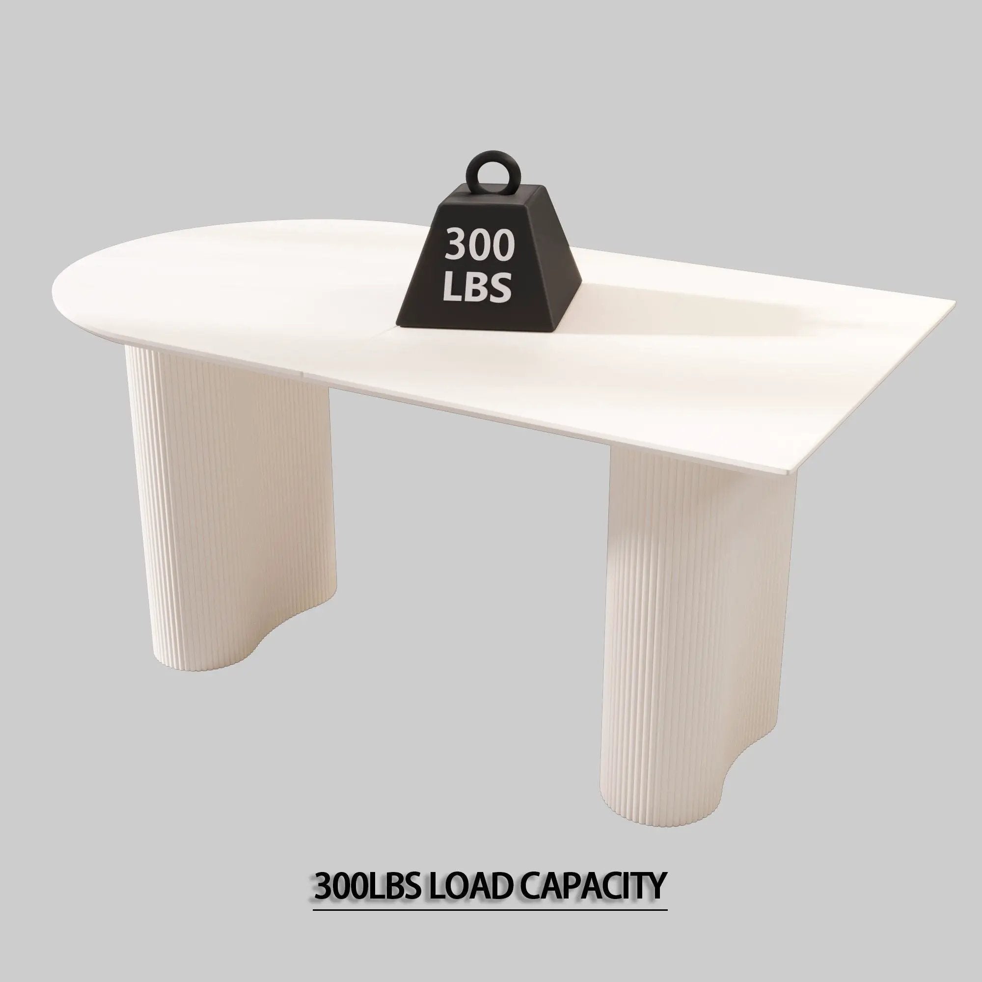 Modern Cream Style Dining Table With Round Wave Legs, 4 - 8 Person - Cream White by HouseOfZazla