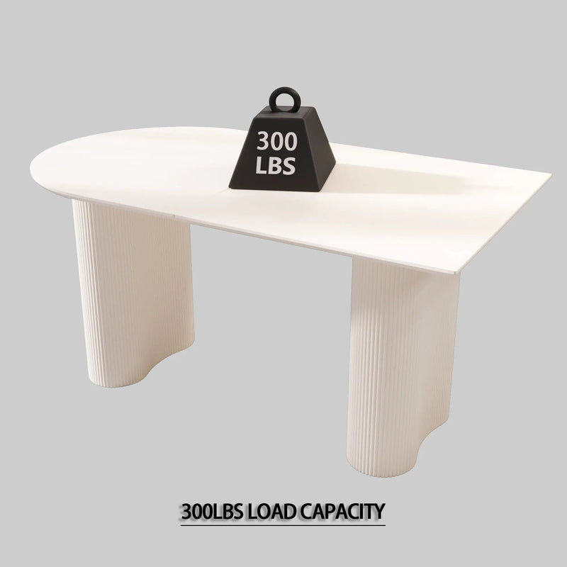 Modern Cream Style Dining Table With Round Wave Legs, 4 - 8 Person - Cream White by HouseOfZazla
