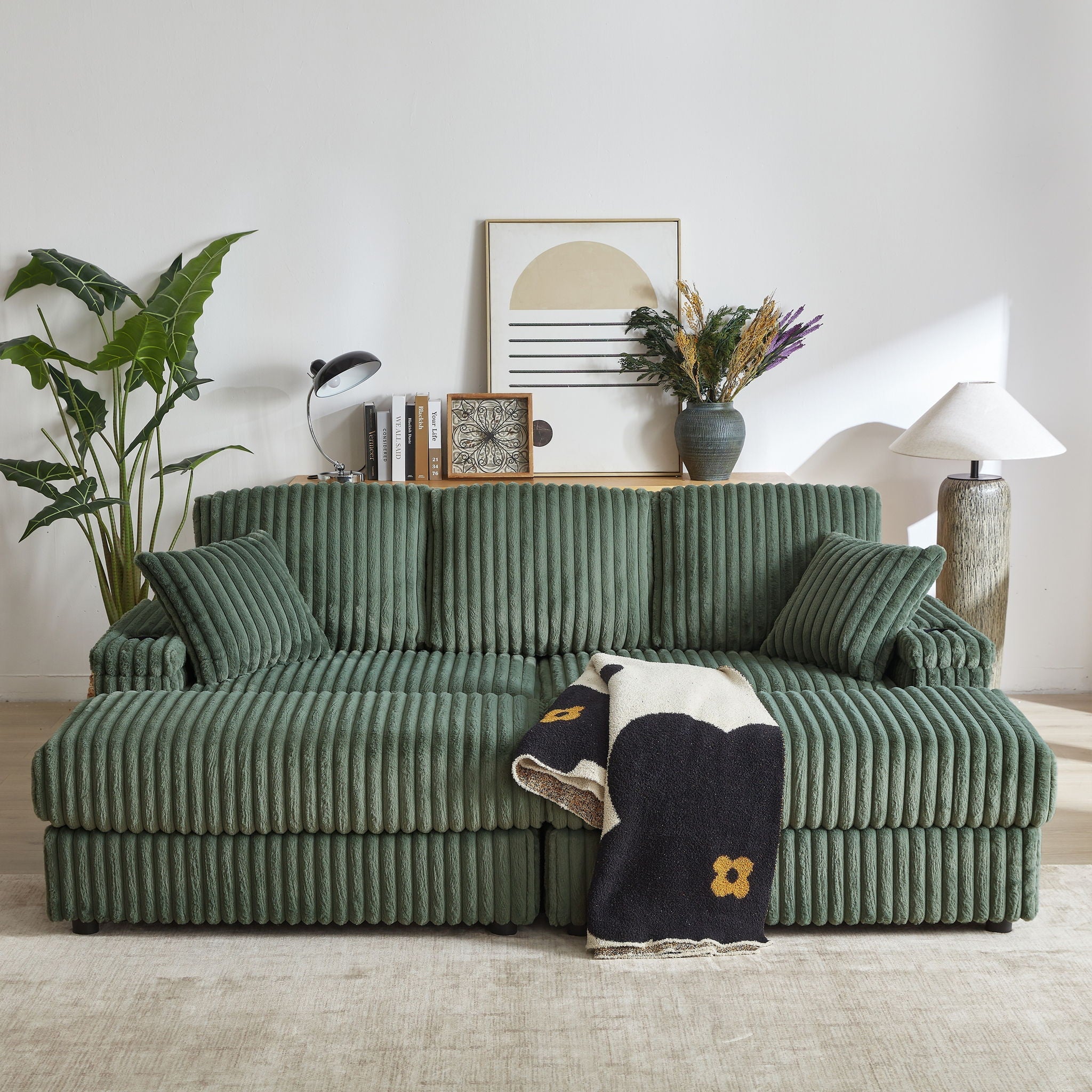 3 Seater Sofa With 2 Ottomans For Living Room by HouseOfZazla