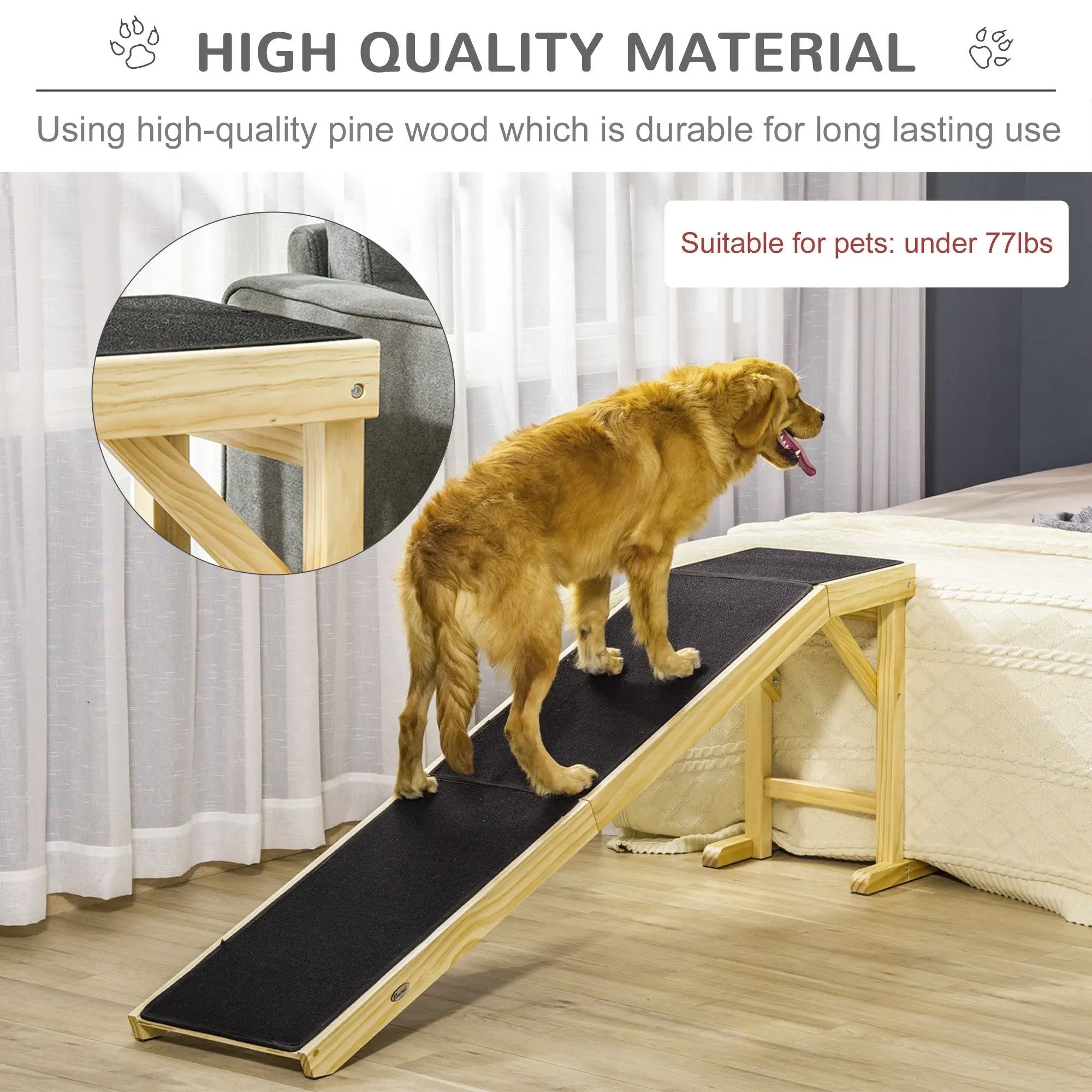 PawHut Dog Ramp for Bed with Non-Slip Carpet by HouseOfZazla
