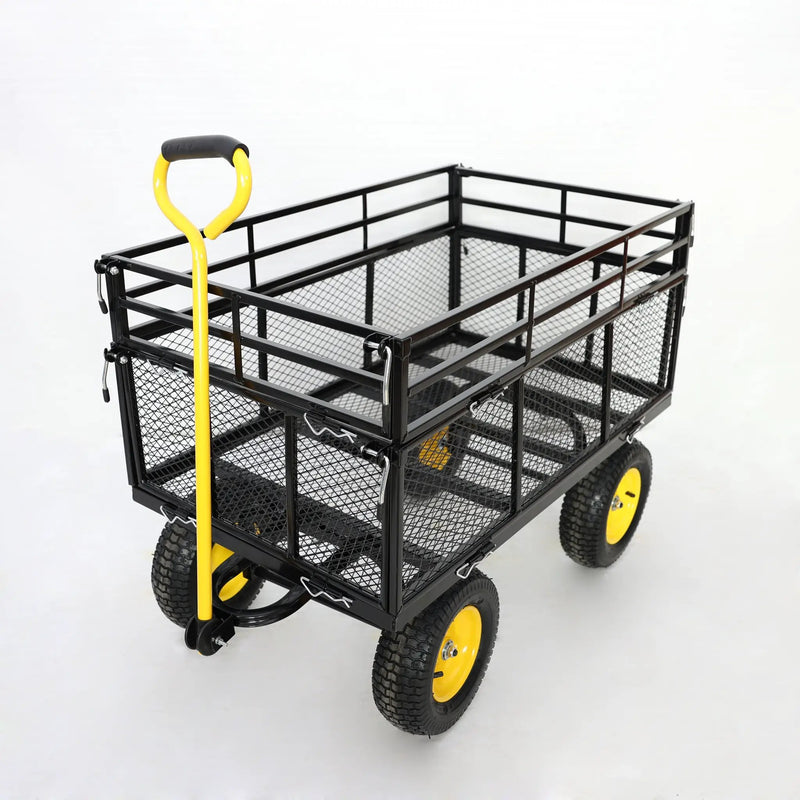 Wagon Cart Garden Cart Trucks Make It Easier To Transport Firewood Yellow+Black by HouseOfZazla