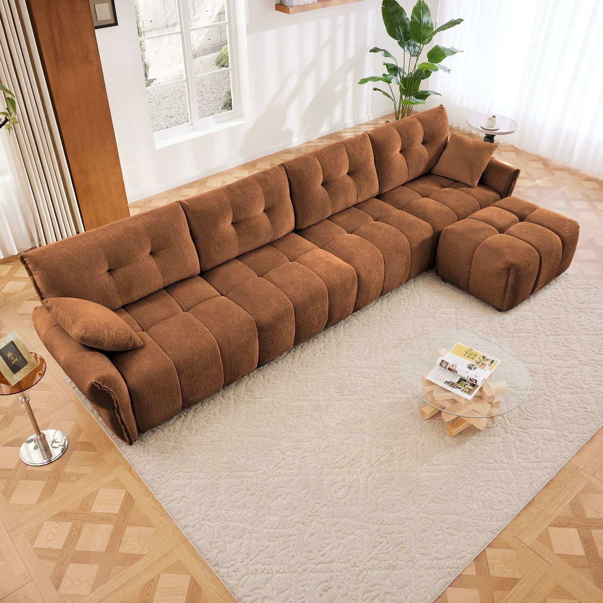 Sofa Set With Ottoman And Pillows, Textured, High Resilience Cushions by Unique Piece Furniture