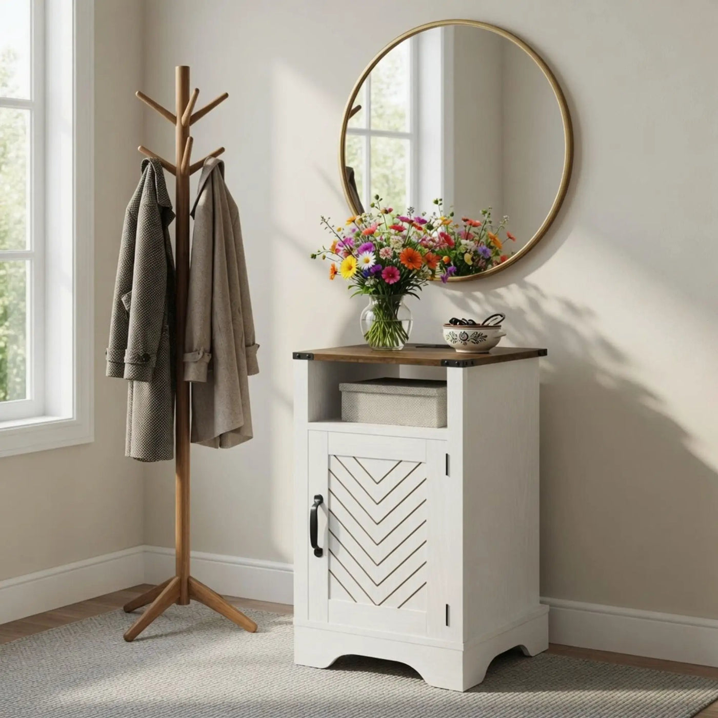 Farmhouse Nightstand With Charging Station & Storage by HouseOfZazla