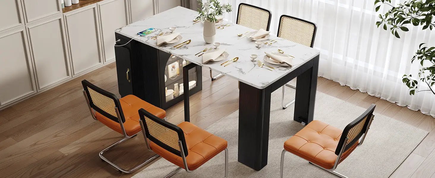 TREXM Extendable Dining Table with 3 Removable Leaves by HouseOfZazla