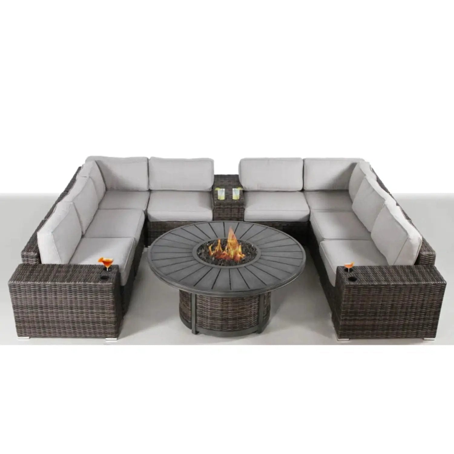 Patio Seating Group With Cushions And Fire Pit - Espresso by Unique Piece Furniture