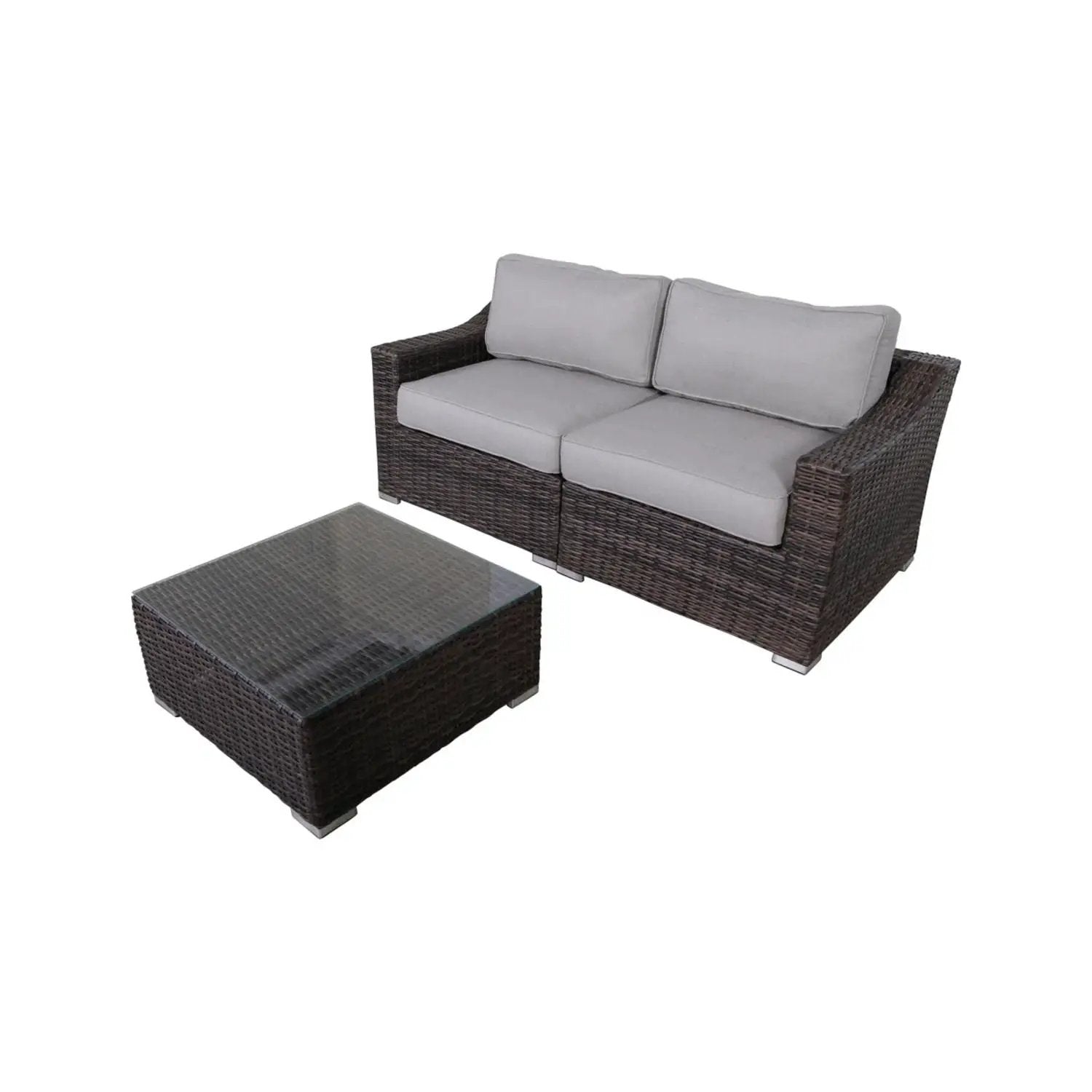 Outdoor Wicker Conversation Set With Cushions, All Weather by Unique Piece Furniture
