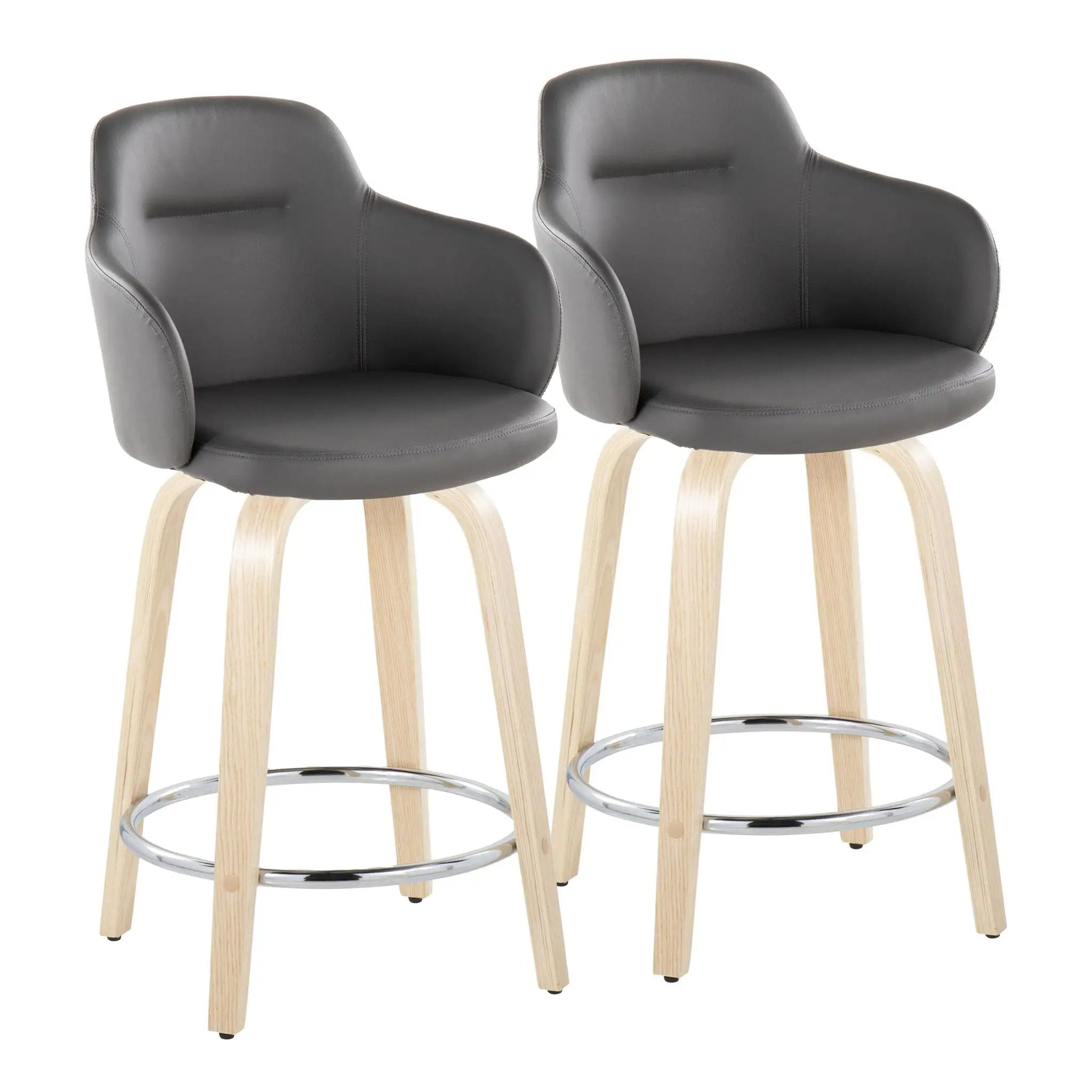 Boyne - Contemporary Fixed Height Counter Stool & Swivel With Round Footrest (Set of 2) by HouseOfZazla