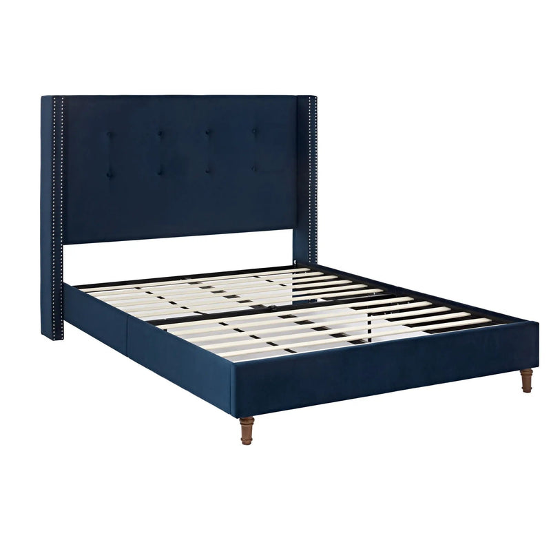 Peyton - Upholstered Bed With 54" High Headboard, Traditional Hand Buttoned Tufting by HouseOfZazla
