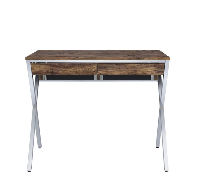 Callers - Weathered Writing Desk - Chrome / Oak by Unique Piece Furniture