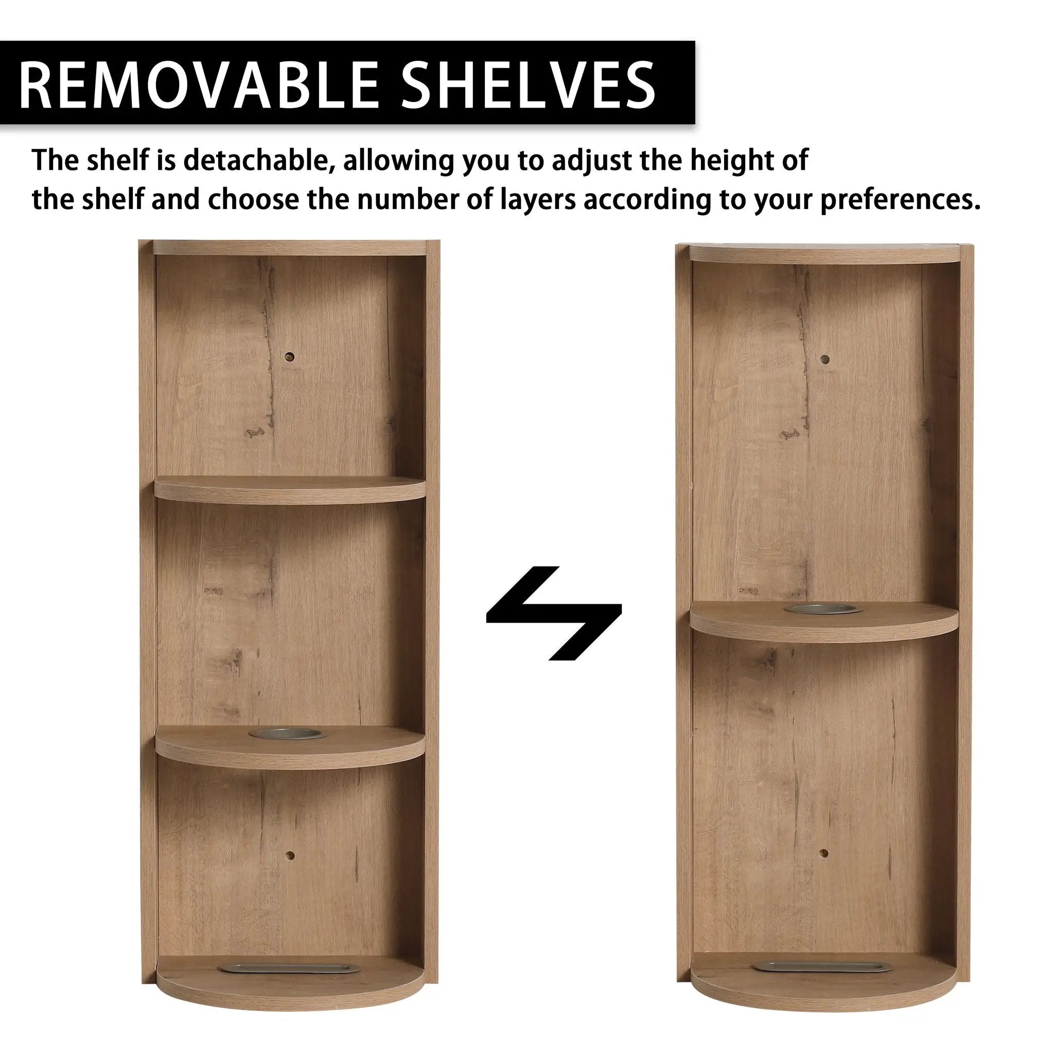 Modern Wall Mounted Bathroom Vanity With Sink And Storage Rack Soft Close Doors Plywood - Imitative Oak by HouseOfZazla