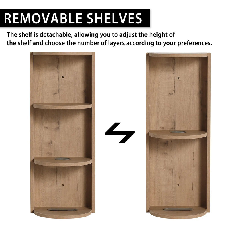 Modern Wall Mounted Bathroom Vanity With Sink And Storage Rack Soft Close Doors Plywood - Imitative Oak by HouseOfZazla