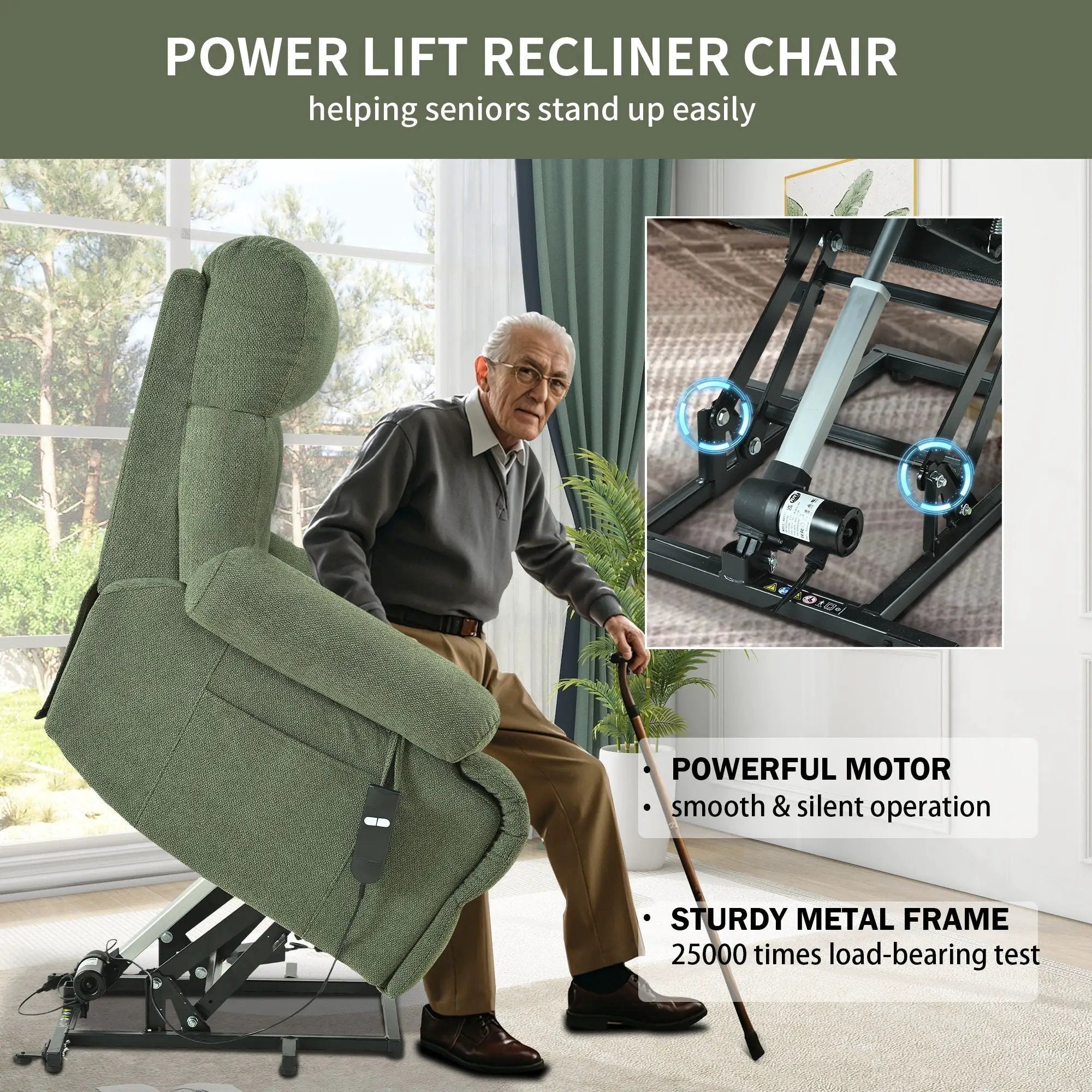 Oversized Power Lift Recliner Chai With Remote Control, Side Pocket, Spacious Seat by Unique Piece Furniture