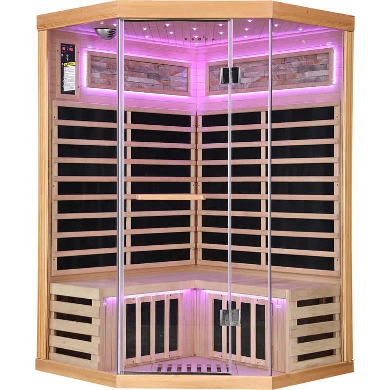 Double Sauna Room With Carbon Heating Plates - White Oak by HouseOfZazla
