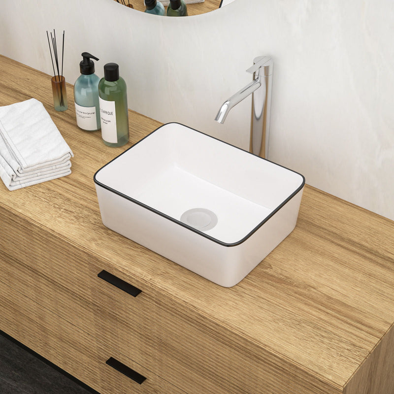 Modern European Style Ceramic Rectangular Vessel Bathroom Sink by HouseOfZazla
