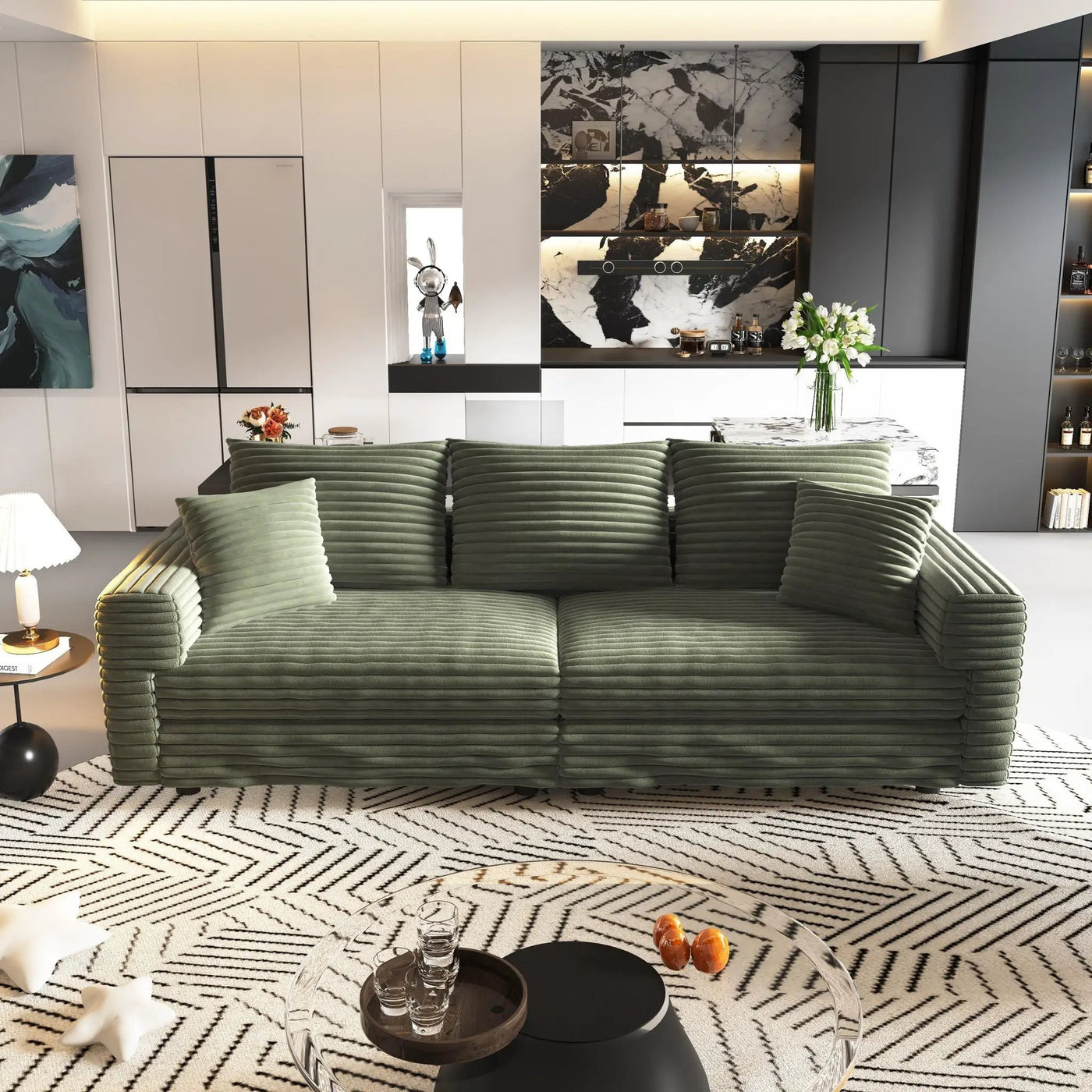 4 Seat Modern Comfy Upholstered Sofa Cloud Couch by HouseOfZazla