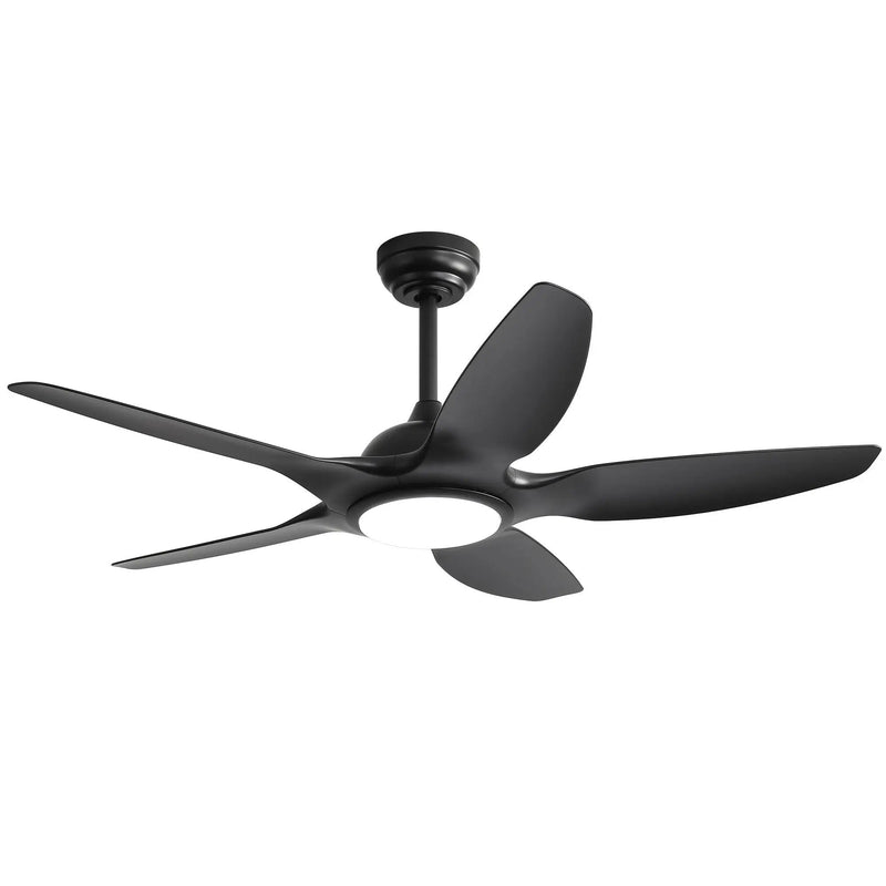 Ceiling Fan With Dimmable LED Light And Remote Control, 5 Blades DC Motor - Black by HouseOfZazla