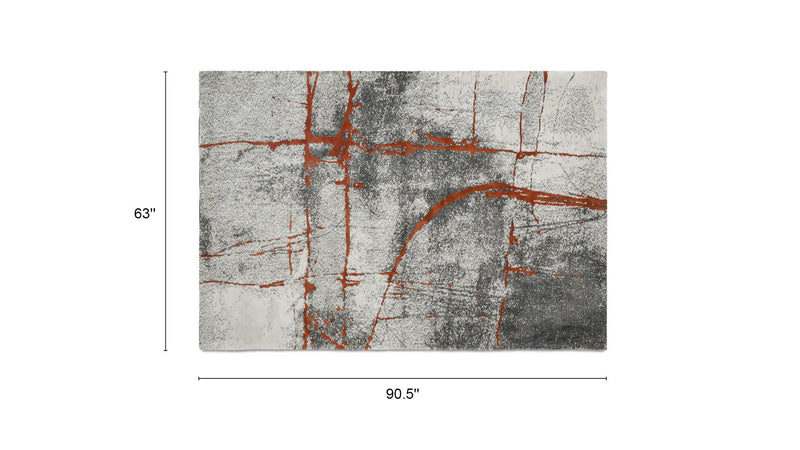 Quarry - 5' X 6.5' Abstract Area Rug - Gray / Orange by Unique Piece Furniture