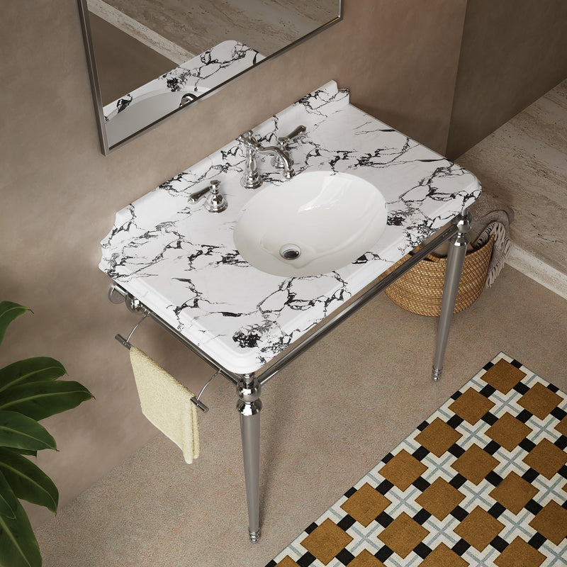VICI 36" Bathroom Console Sink, Undermount Ceramic Vanity Basin by HouseOfZazla