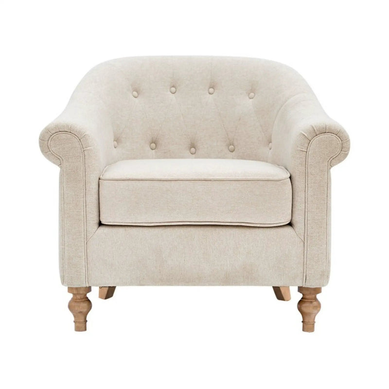 Fayette - Tufted Accent Arm Chair - Cream by HouseOfZazla