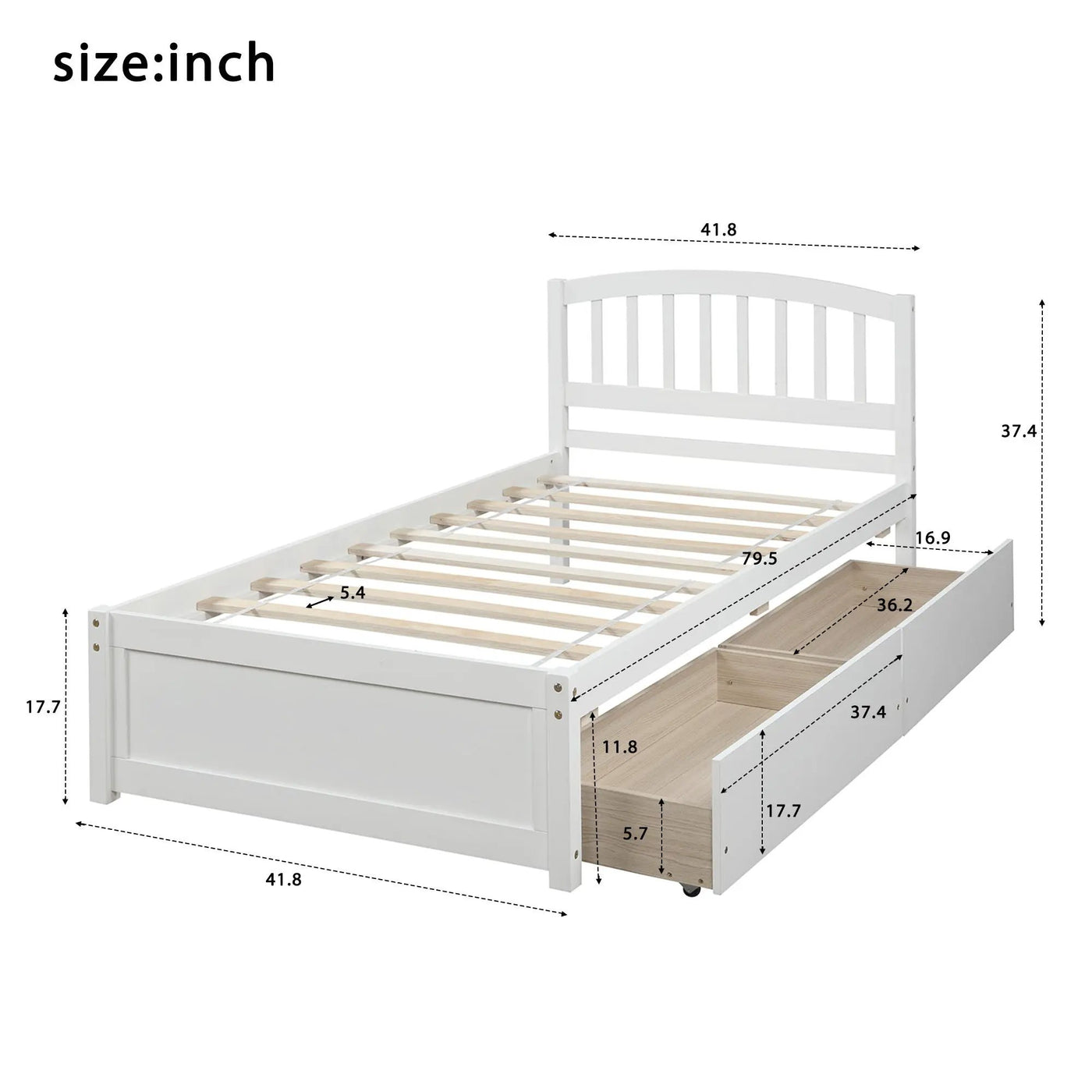 Platform Storage Bed Wood Bed Frame With Two Drawers And Headboard by Unique Piece Furniture