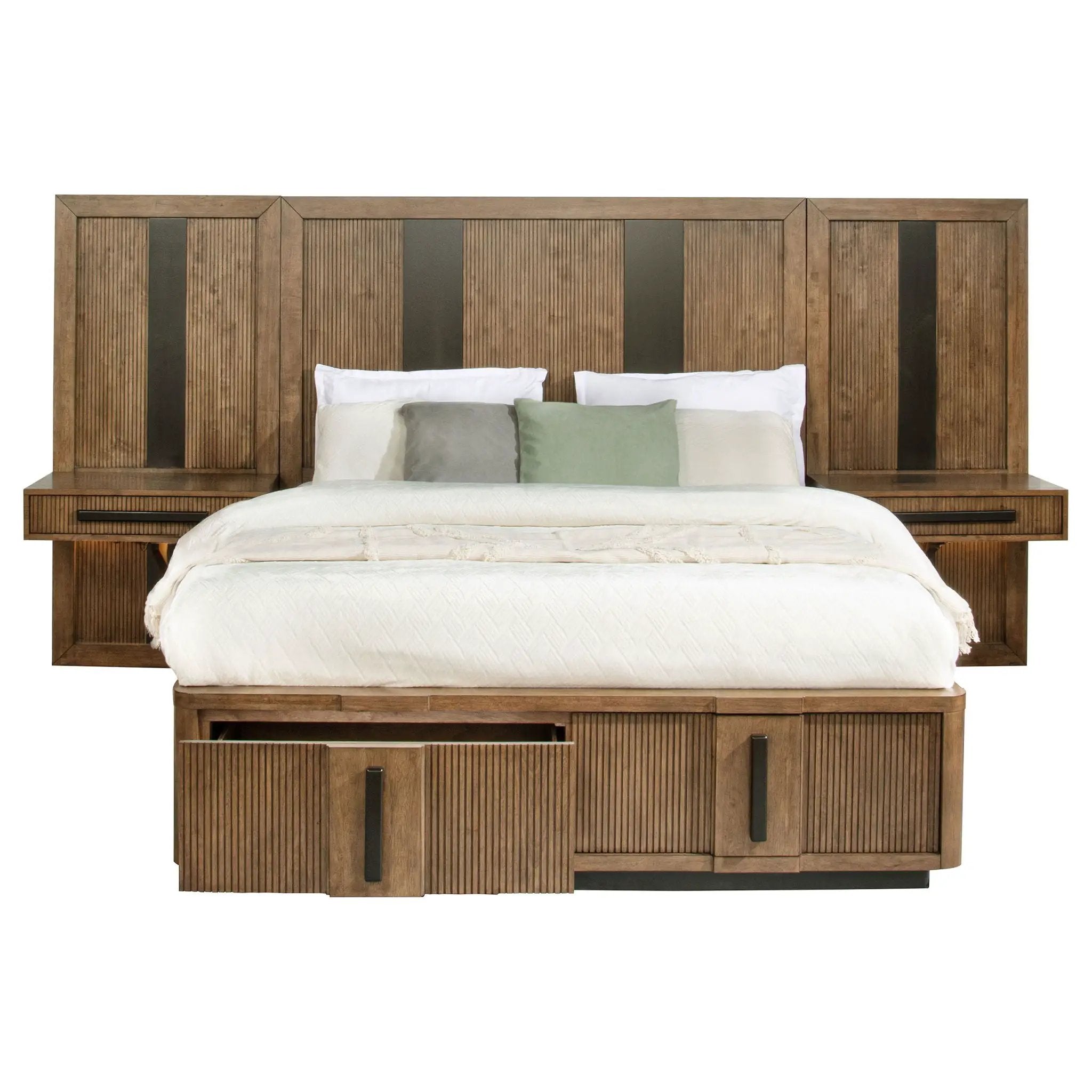 Terrace California King Wall Panel Storage Bed Ash Brown by Unique Piece Furniture