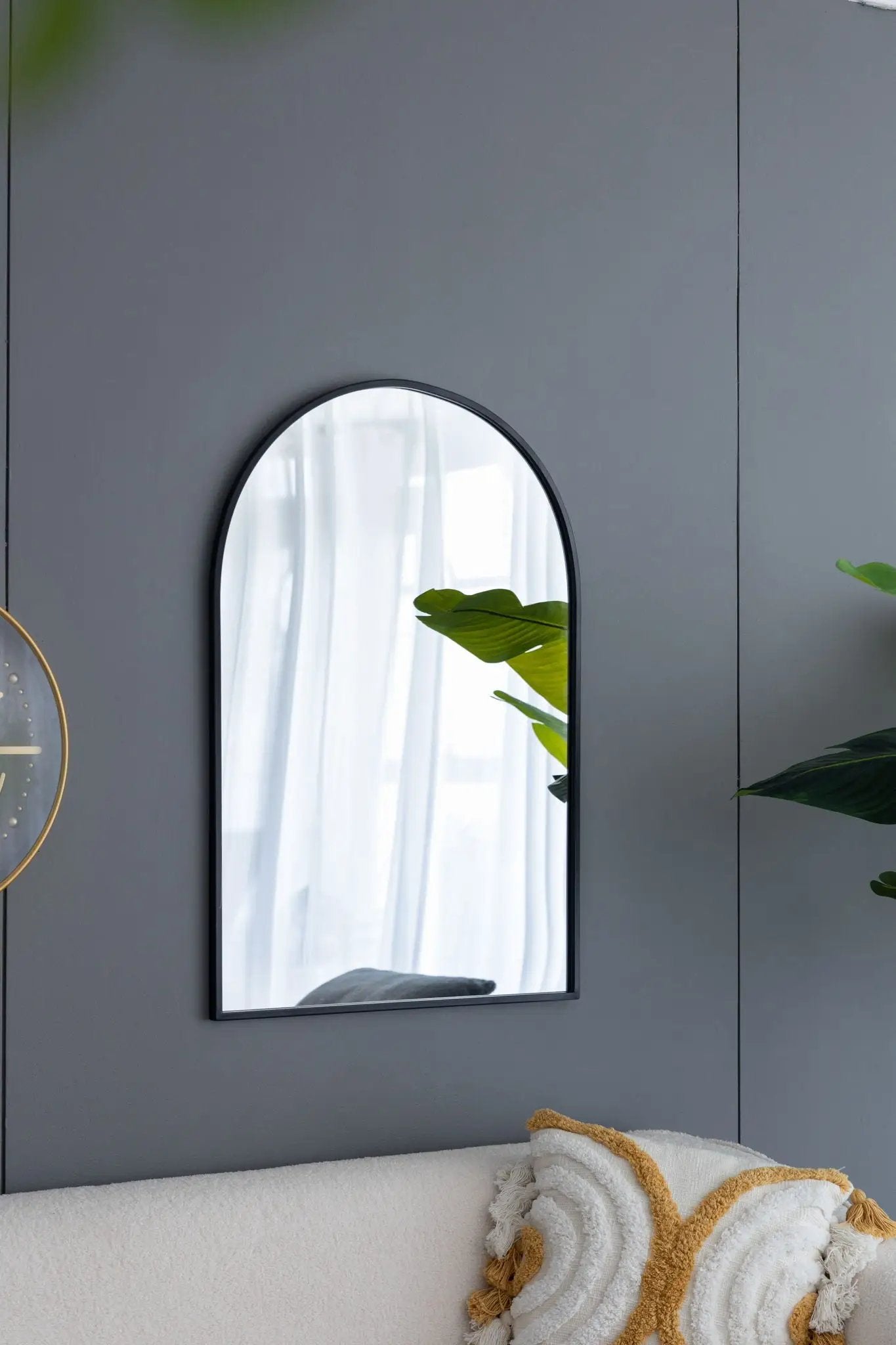Arched Mirror With Metal Frame, Wall Mirror For Living Room Bedroom Entryway by Unique Piece Furniture