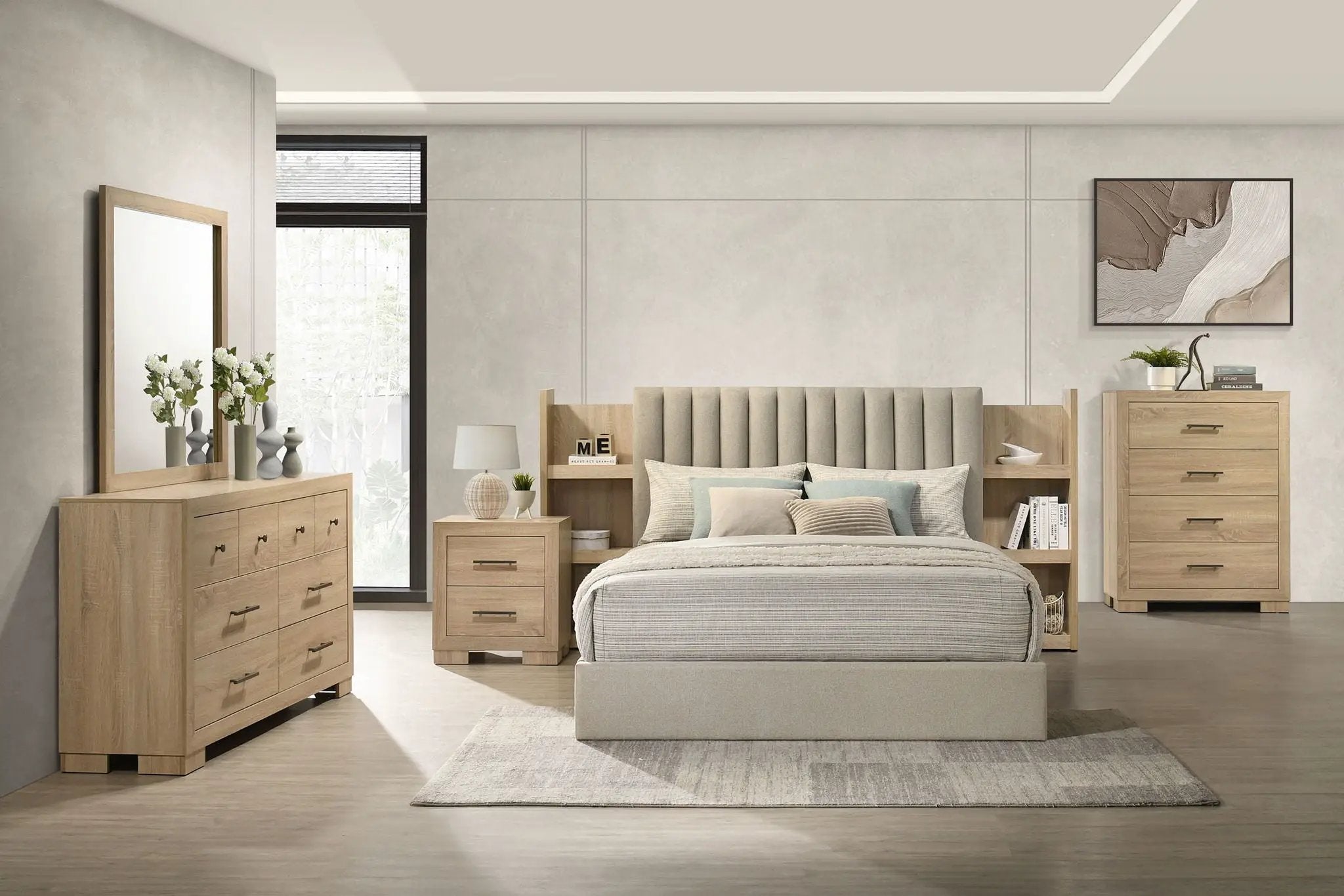 Arielle 5-piece Eastern King Bedroom Set Light Oak by Unique Piece Furniture