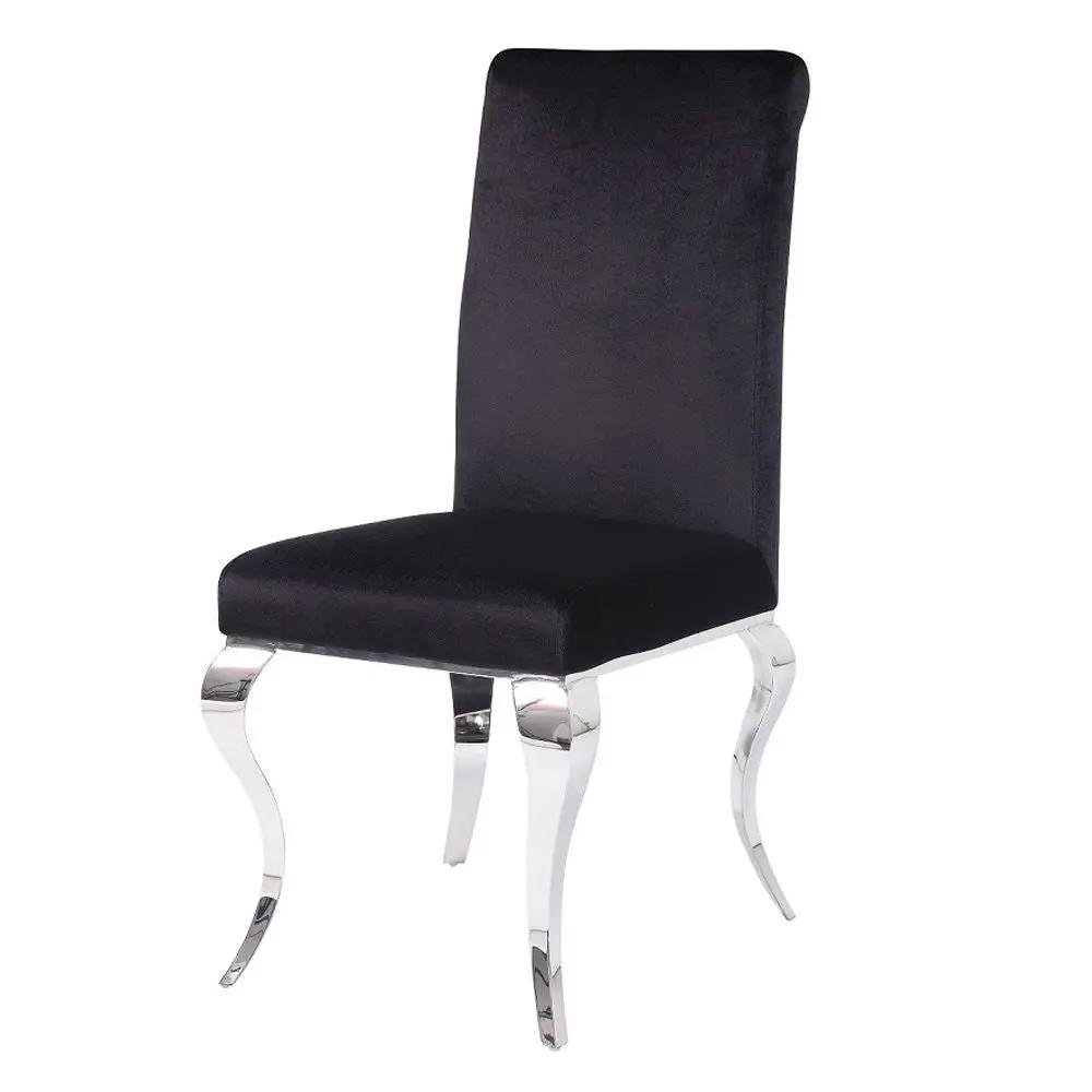 Fabiola - Side Chair (Set of 2) - Black Fabric & Stainless Steel by Unique Piece Furniture