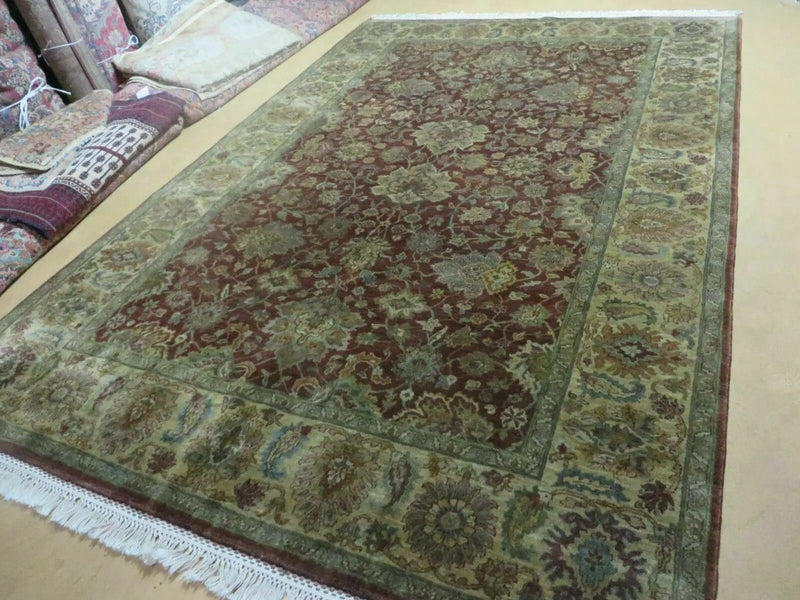 6' X 9' Handmade India Floral Oriental Wool Rug Carpet Tea Wash Red Hand Knotted by Jewel Rugs
