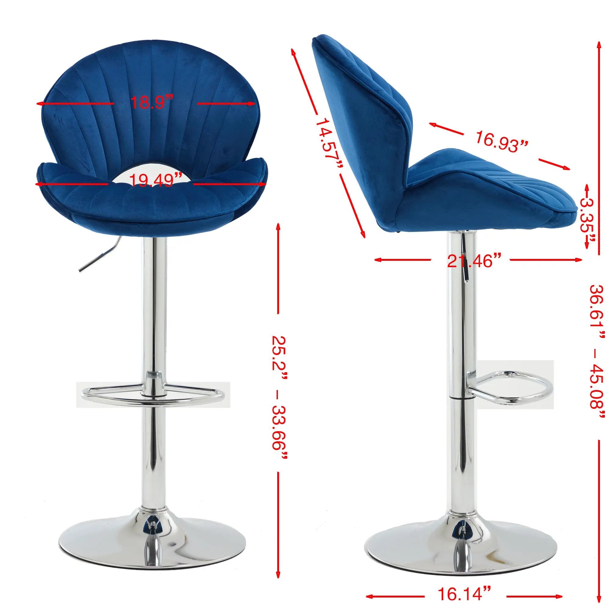Bar Stools Set of 2 - Adjustable Barstools with Back and Footrest by HouseOfZazla
