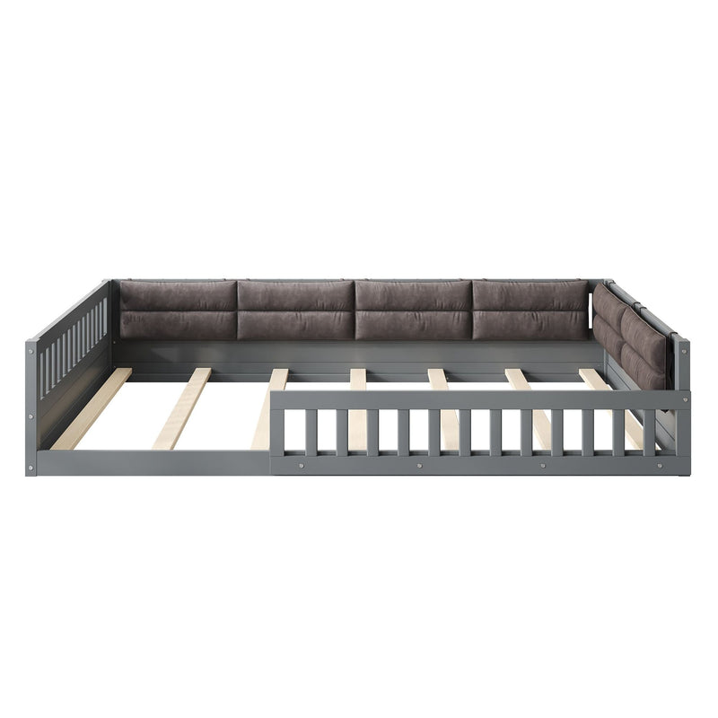 Upholstered Platform Bed With Guardrail And Pillow by HouseOfZazla