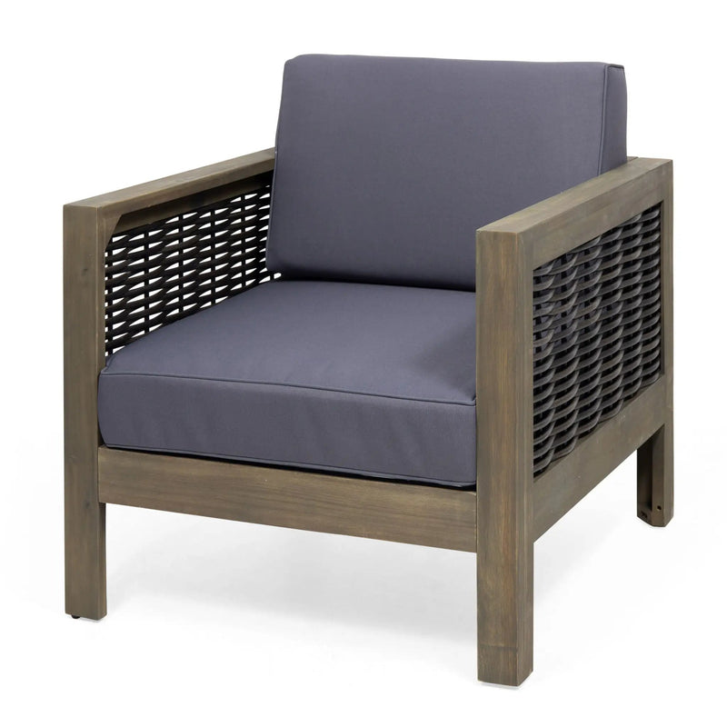 Outdoor Acacia Wood Club Chair With Wicker Accents by HouseOfZazla