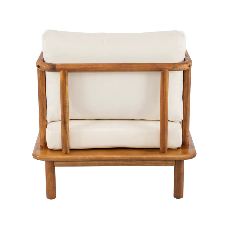Canape 4-Pieces Acacia Conversation Set with Cream Cushion, Teak by HouseOfZazla