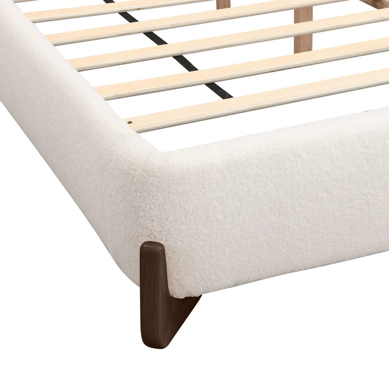 Queen Size Elegant Terry Upholstered Bed - White by HouseOfZazla