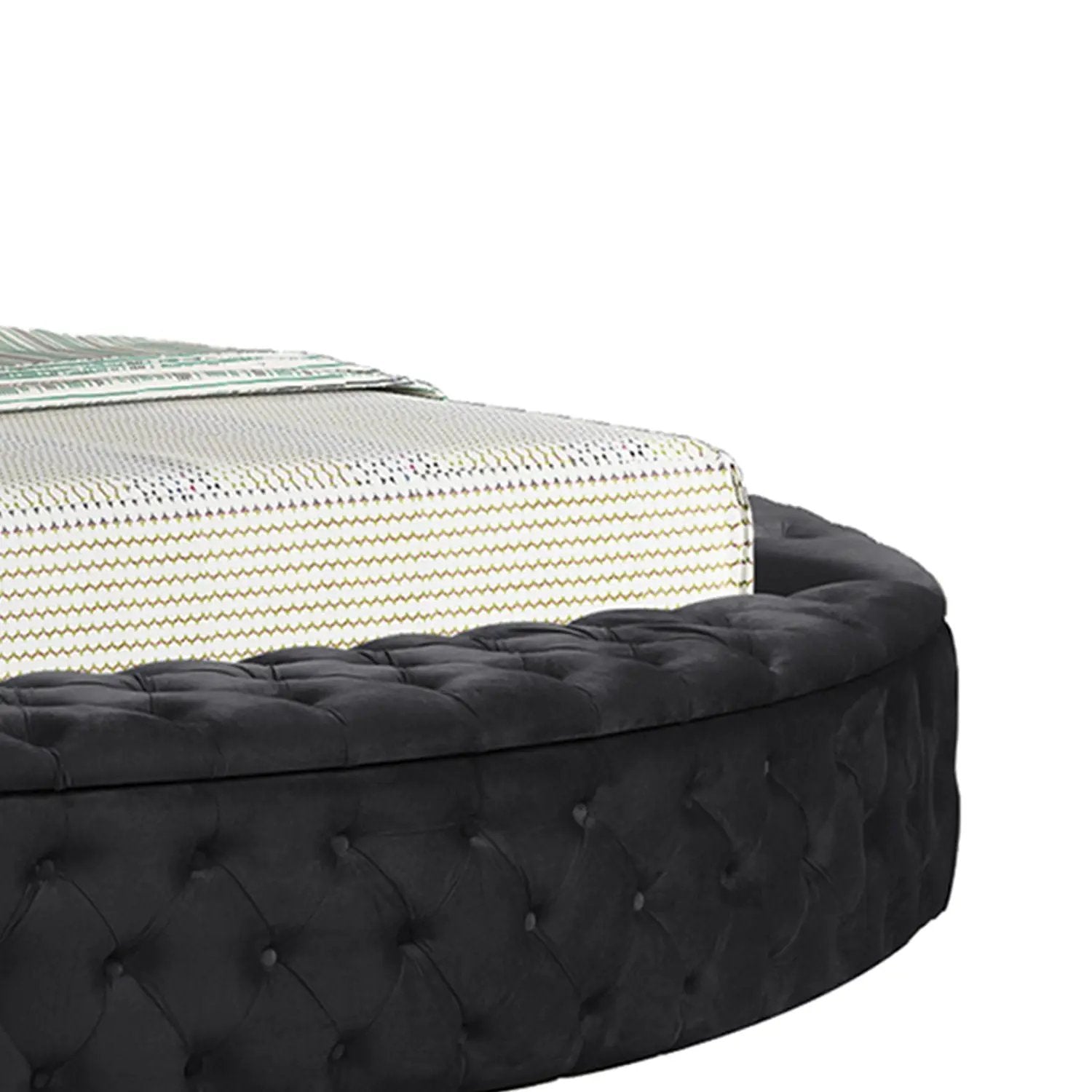 Hazel - Queen Size Tufted Storage Bed & Bluetooth Speakers, USB Port - Black by HouseOfZazla