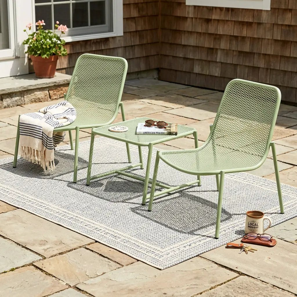 Kincaid Outdoor 3-Piece Conversation Set with Iron Frame by HouseOfZazla