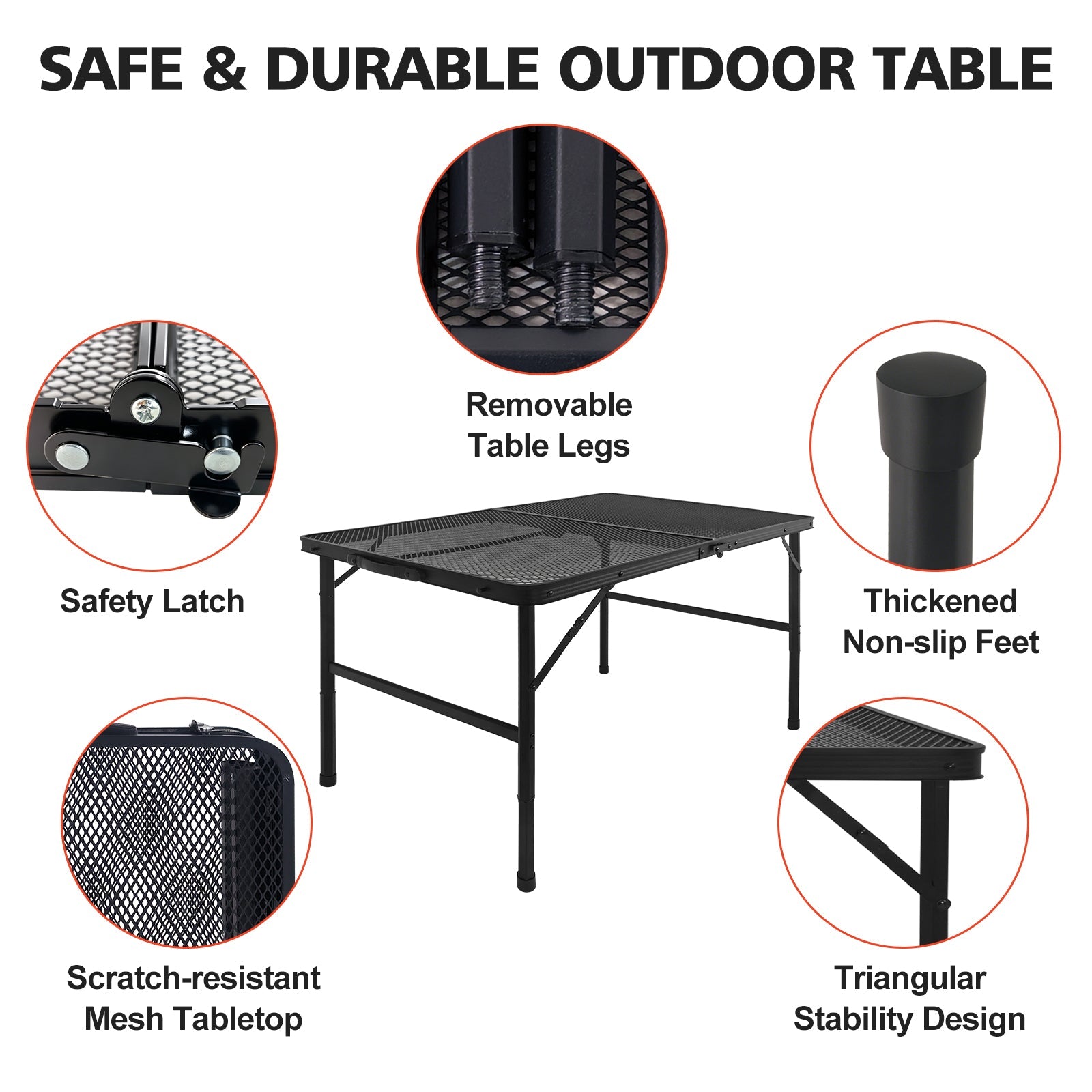 3FT Camping Table with Mesh Desktop, Lightweight & Portable Small Folding Grill Table by HouseOfZazla