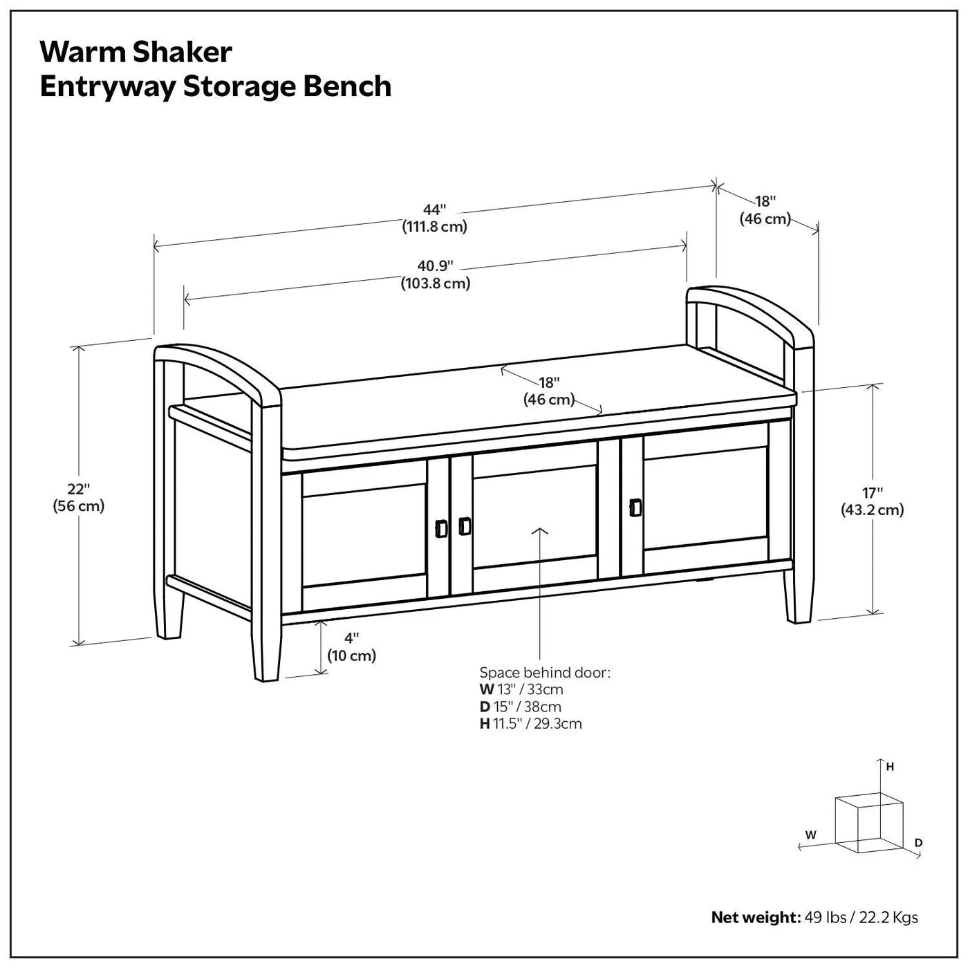 Warm Shaker - Handcrafted Entryway Storage Bench by Unique Piece Furniture