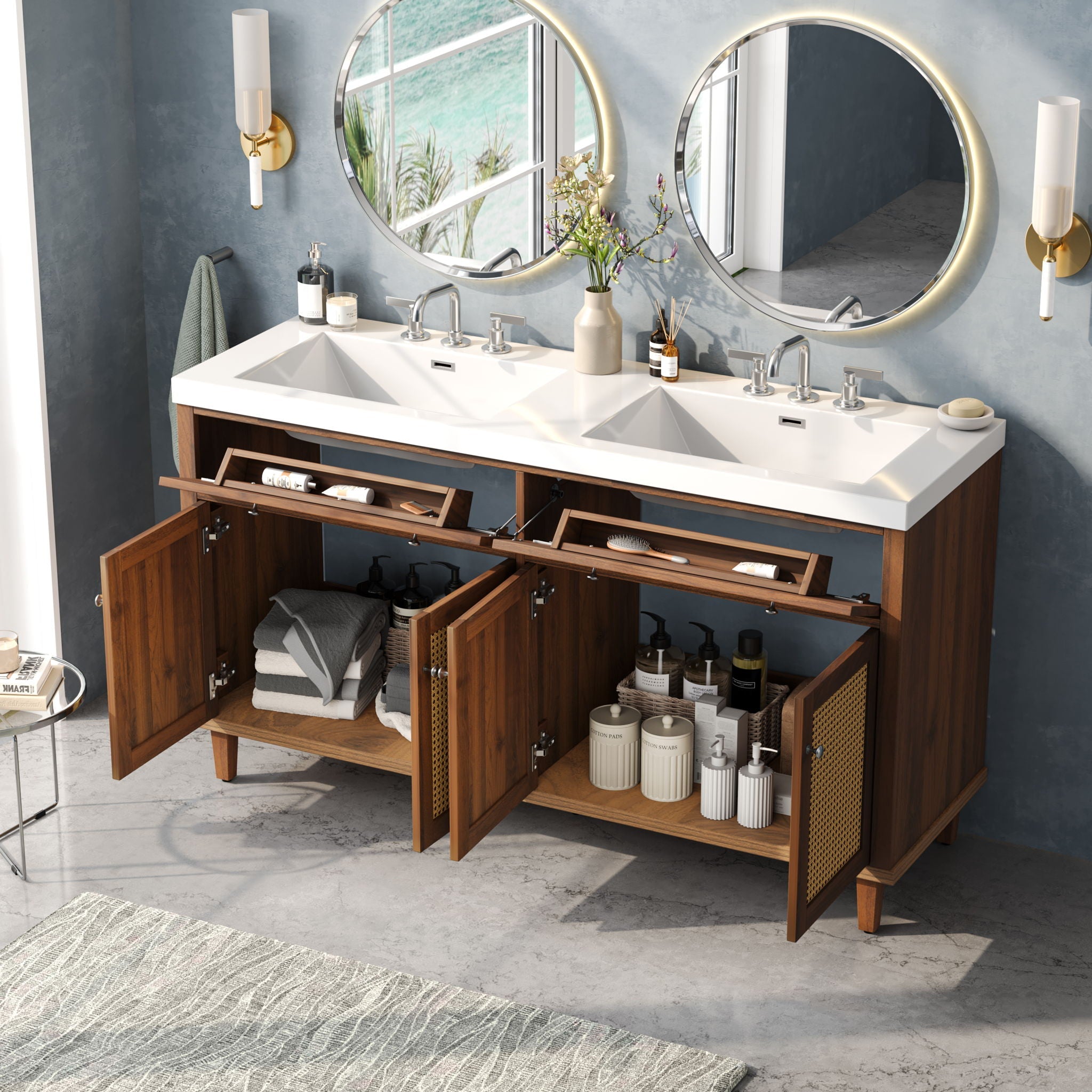 Bathroom Vanity With Double Sink, Large Storage Space by HouseOfZazla