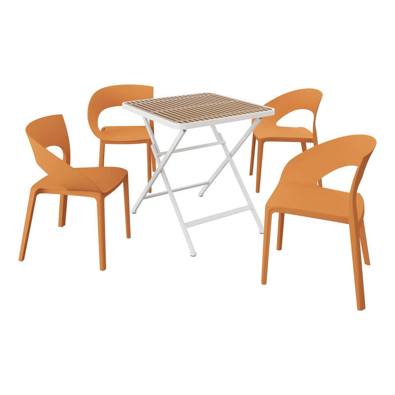 4 Piece Set Of Modern Designed Single Chairs With Folding Square Table by Unique Piece Furniture