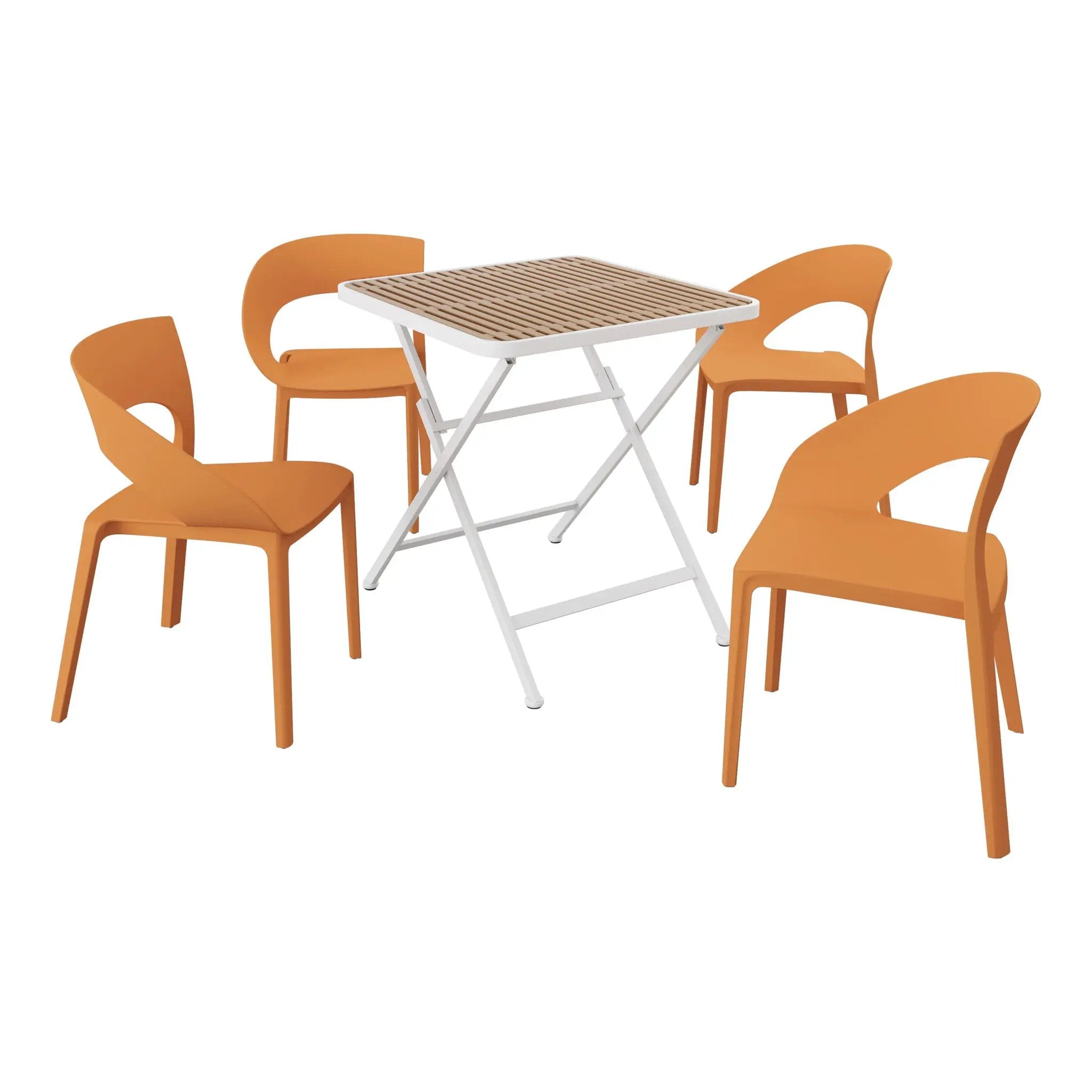 4 Piece Set Of Modern Designed Single Chairs With Folding Square Table by Unique Piece Furniture