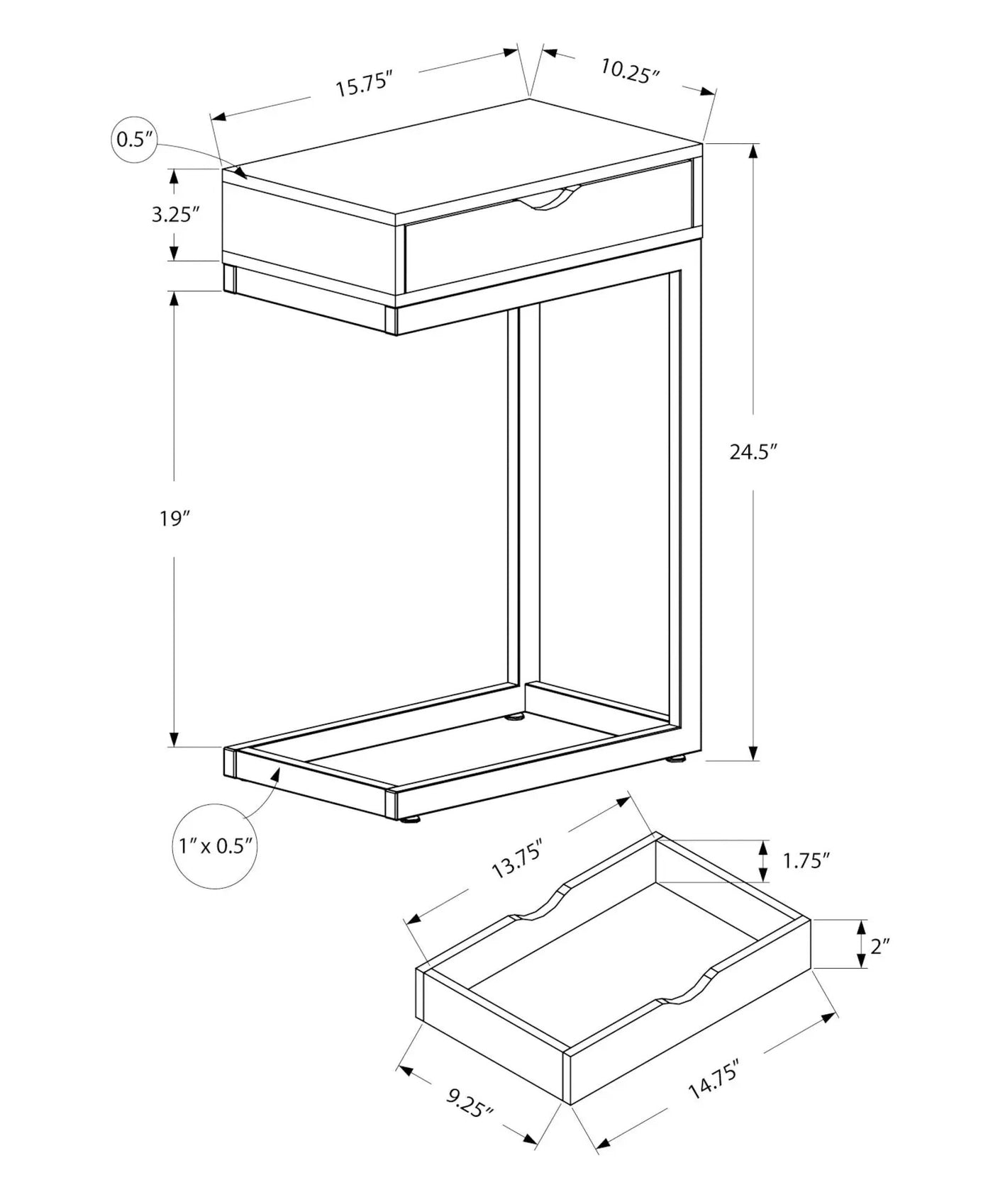 Accent Table, C - Shaped Contemporary & Modern Elegant Design by Unique Piece Furniture