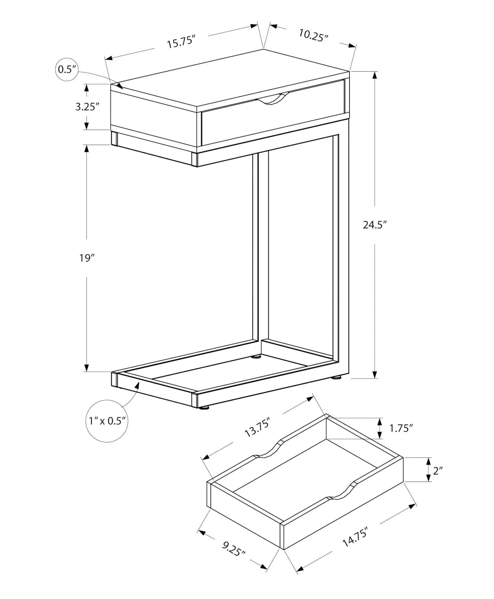Accent Table, C - Shaped Contemporary & Modern Elegant Design by Unique Piece Furniture