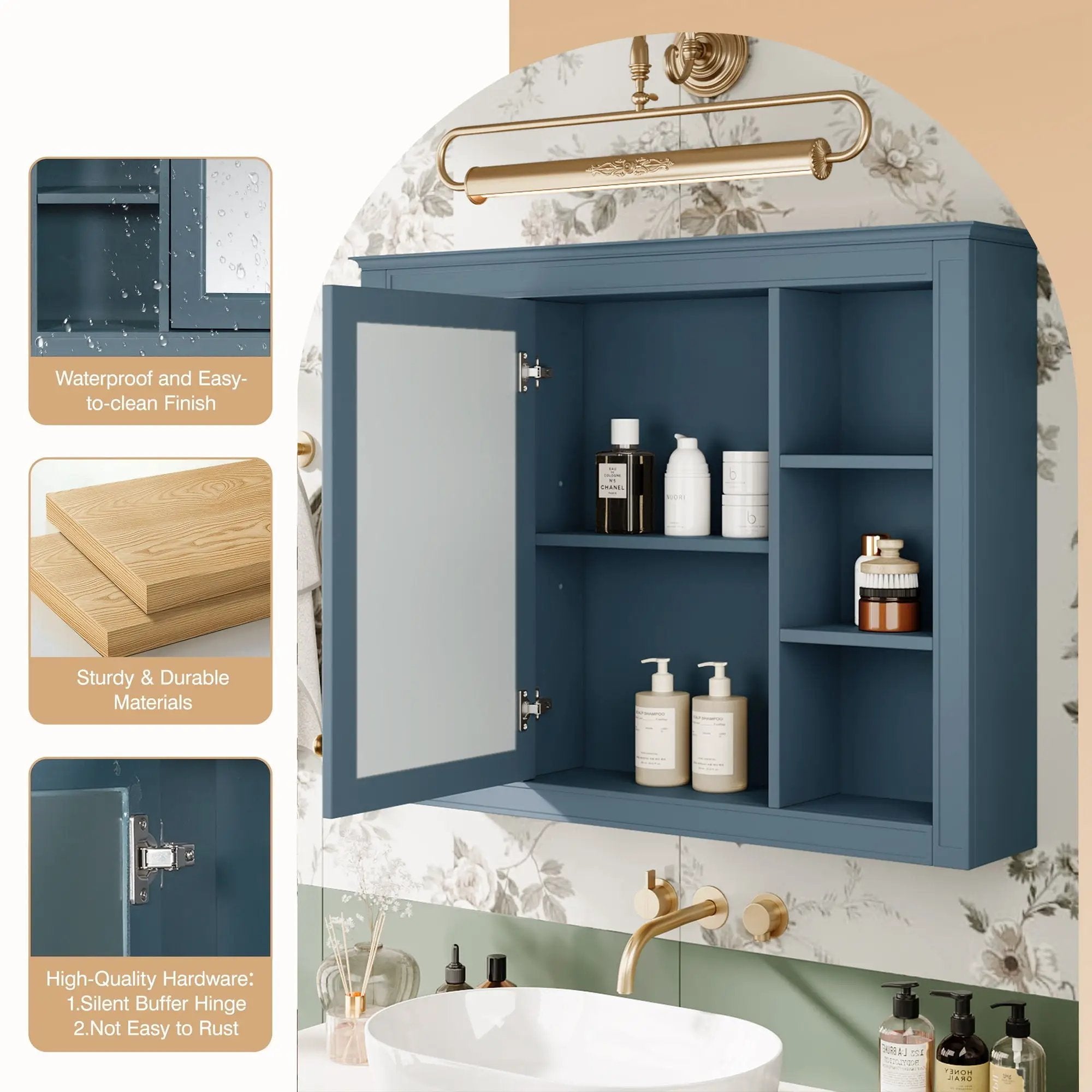 Wall Mounted Medicine Cabinet With Mirror, Storage Cabinet Featuring 6 Open Shelves And Adjustable Interior by HouseOfZazla