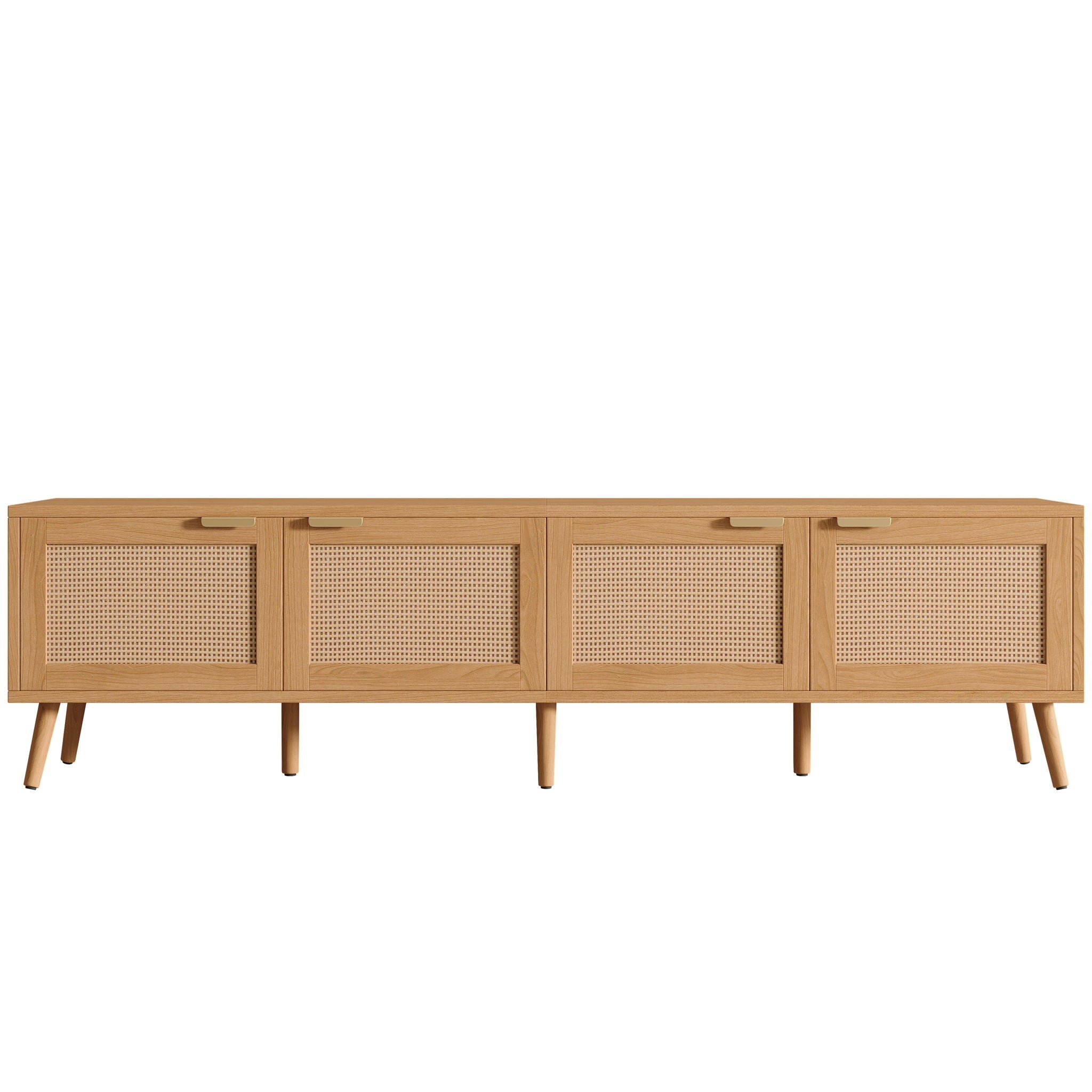 TV Stand With Storage & Cable Holes - Natural Wood
