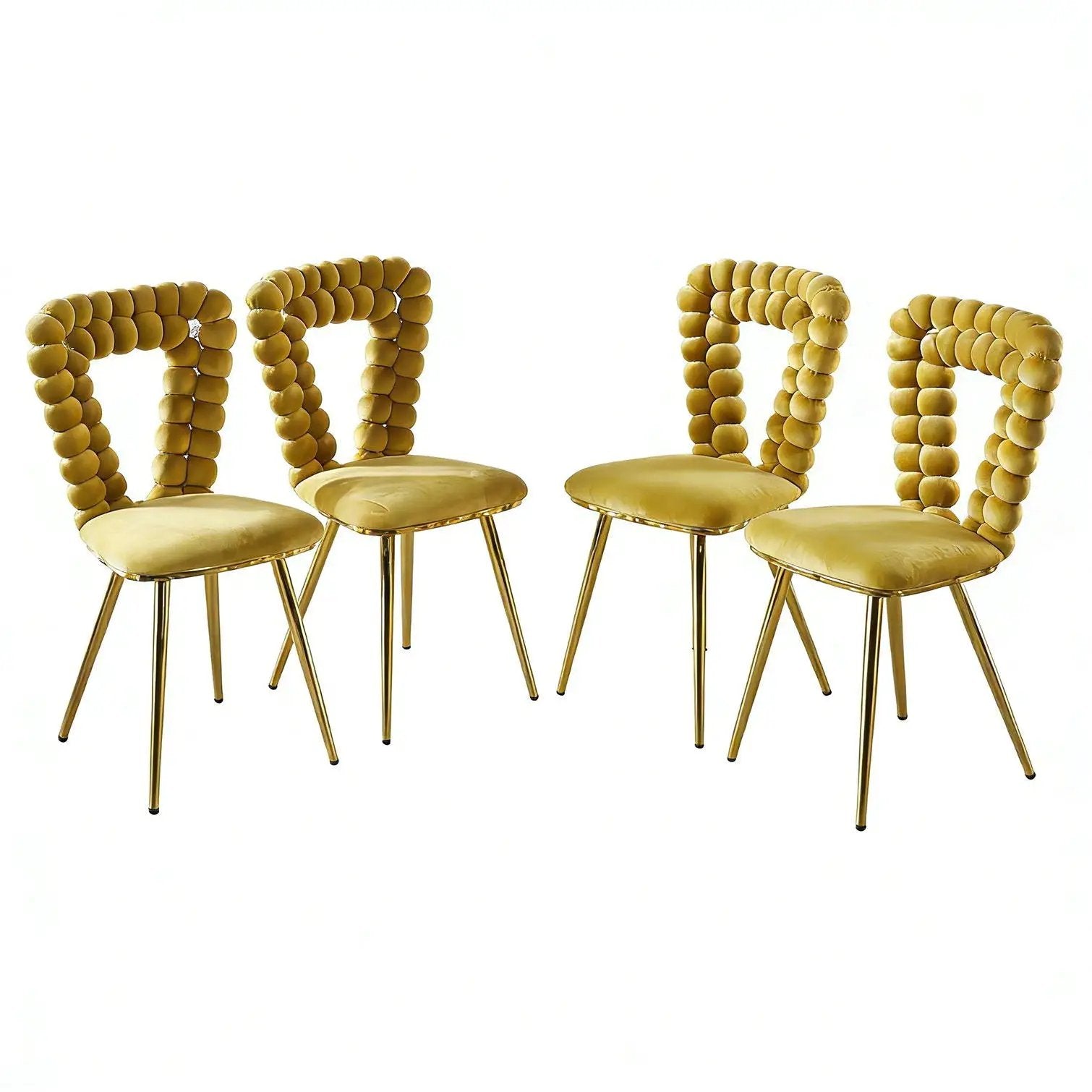 Modern Chair With Iron Tube Legs, Soft Cushions And Comfortable Backrest, Suitable For Dining Room, Living Room, Cafe, Hairball Back by Unique Piece Furniture