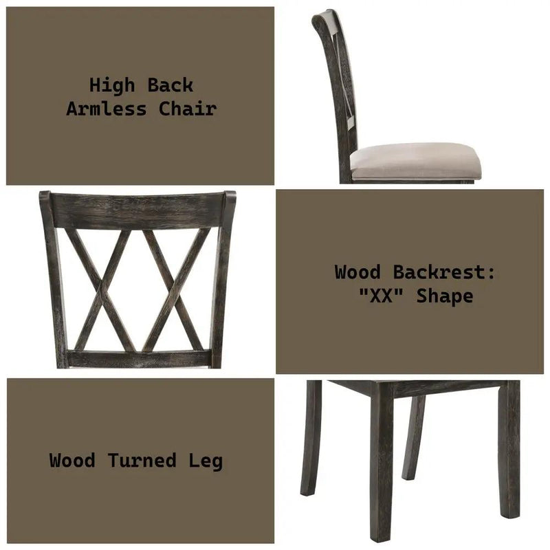 Claudia II - Side Chair (Set of 2) - Beige Fabric & Weathered Gray by Unique Piece Furniture