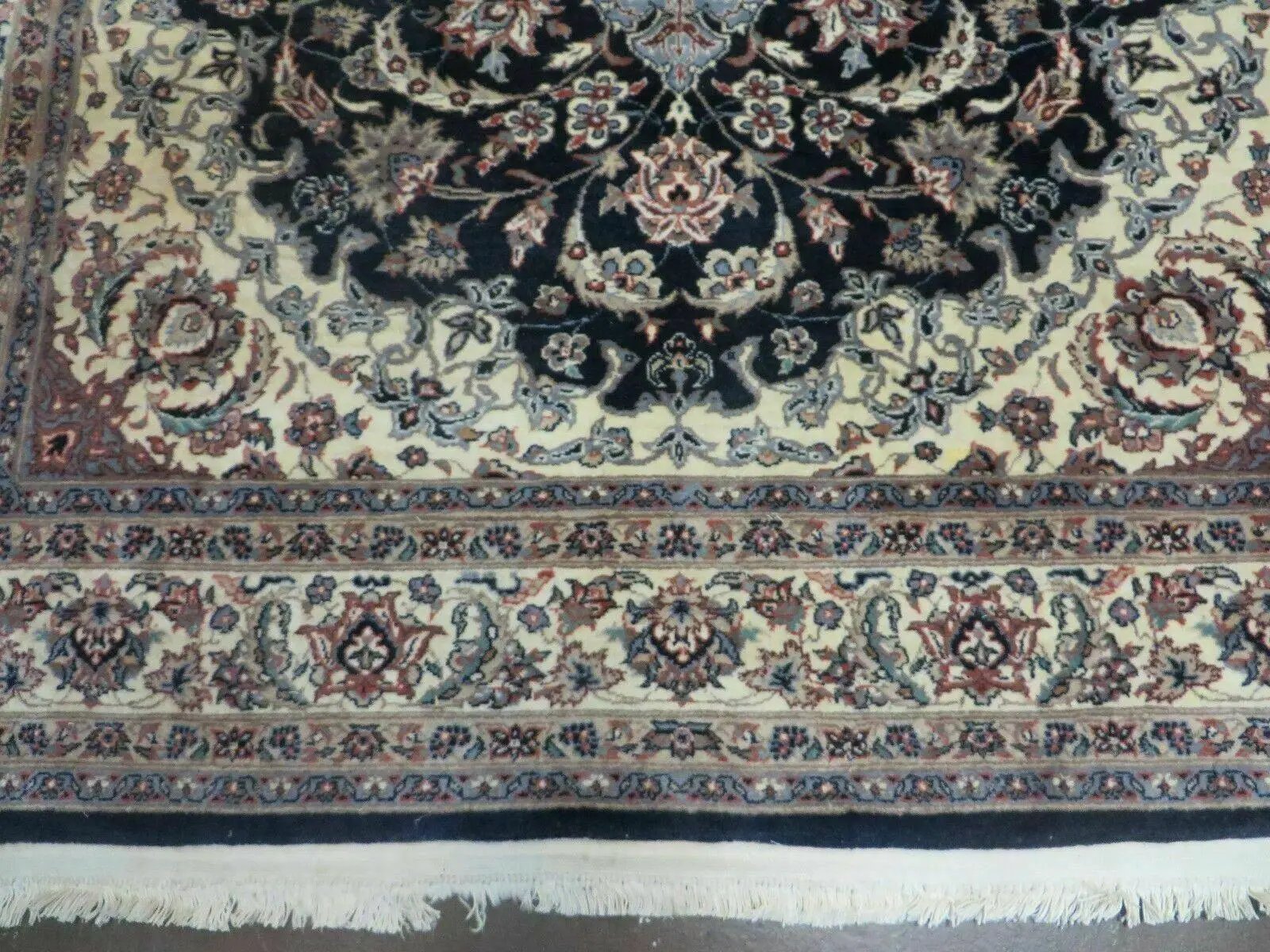 4' X 7' Vintage Handmade India Wool Silk Accent Rug Hand Knotted Black Organic by Jewel Rugs