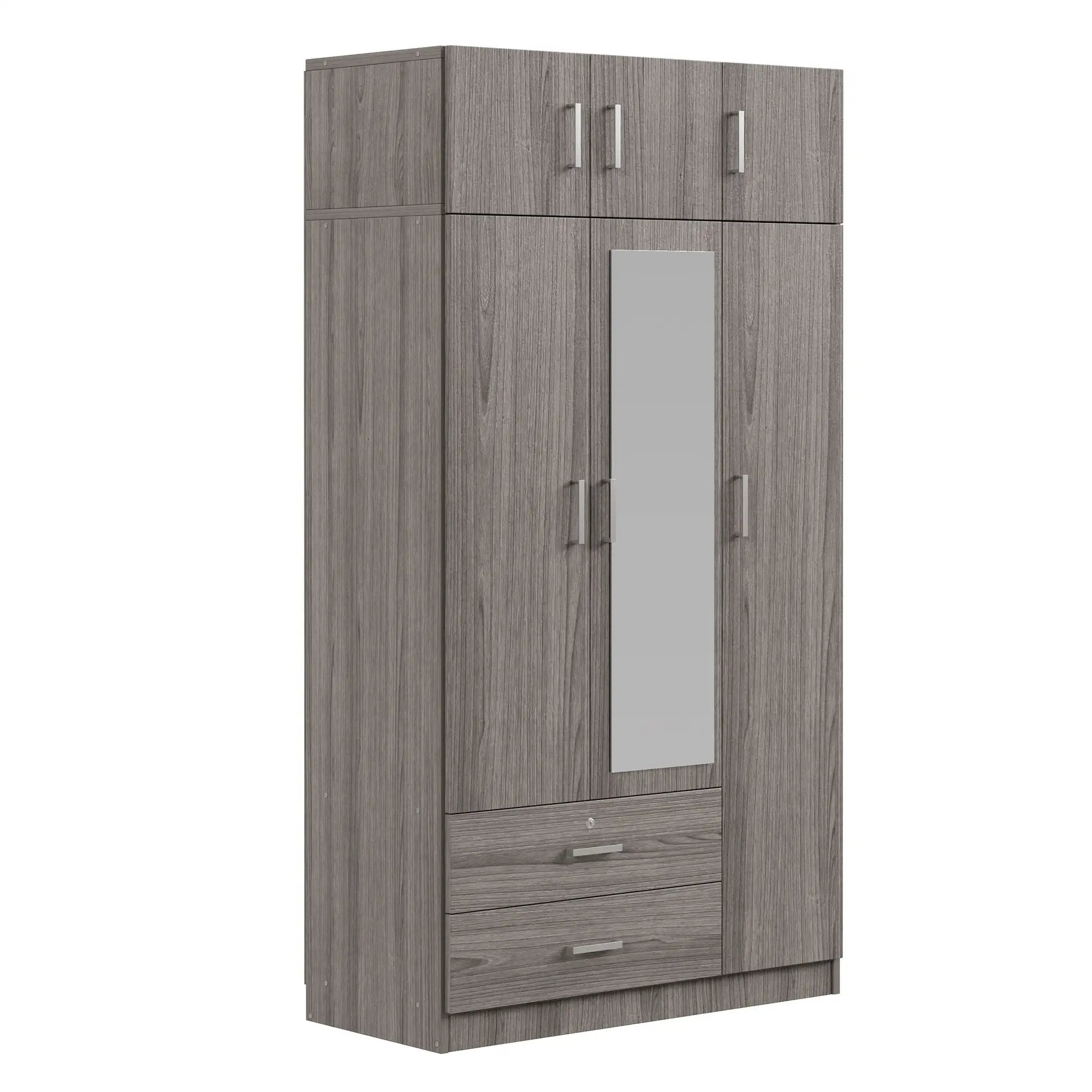 Modern 3 Door Mirror Wardrobe With 2 Drawers And Top Cabinet by Unique Piece Furniture
